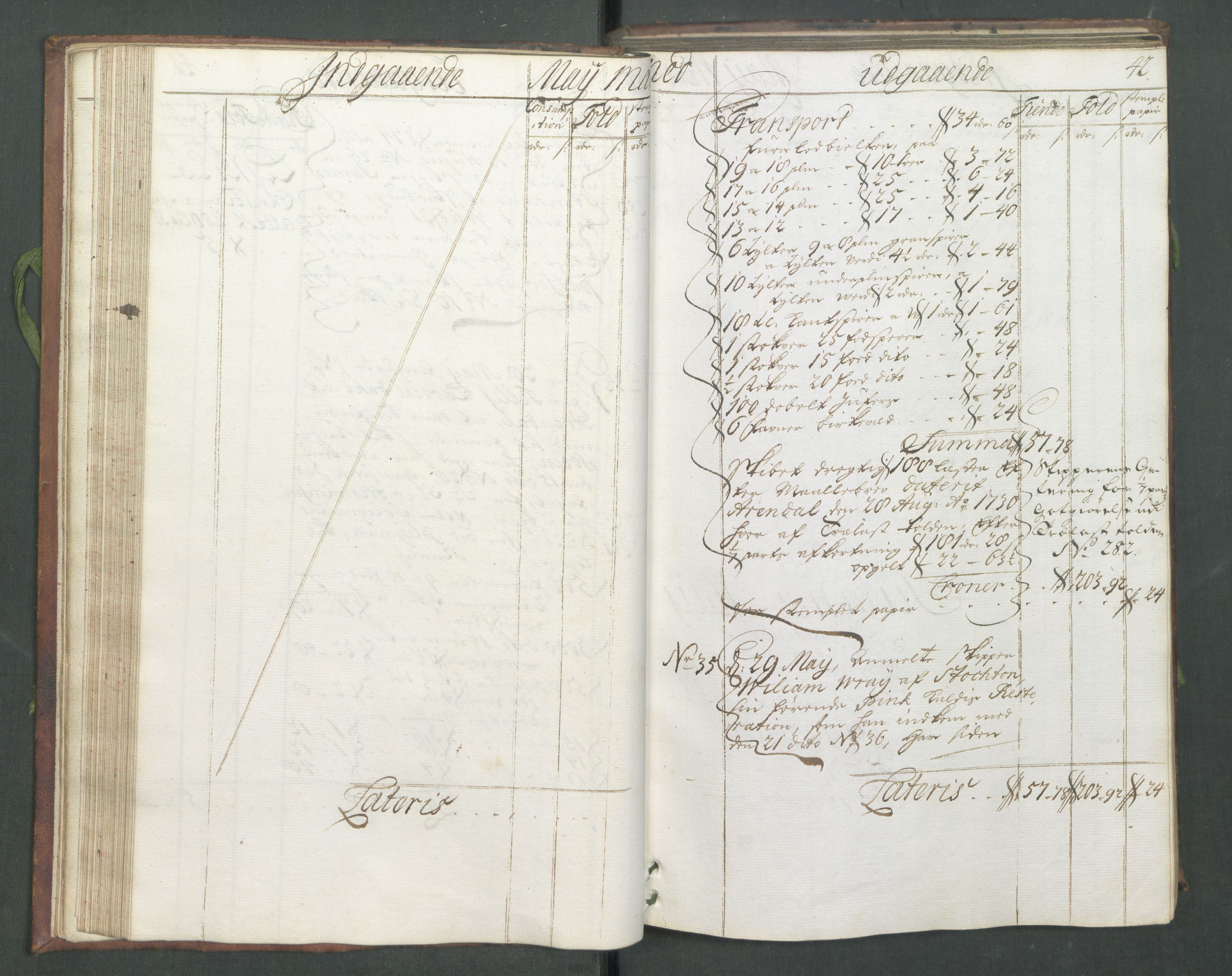 Generaltollkammeret, tollregnskaper, AV/RA-EA-5490/R02/L0008/0001: Tollregnskaper Fredrikstad / Hovedtollbok, 1733, p. 41b-42a