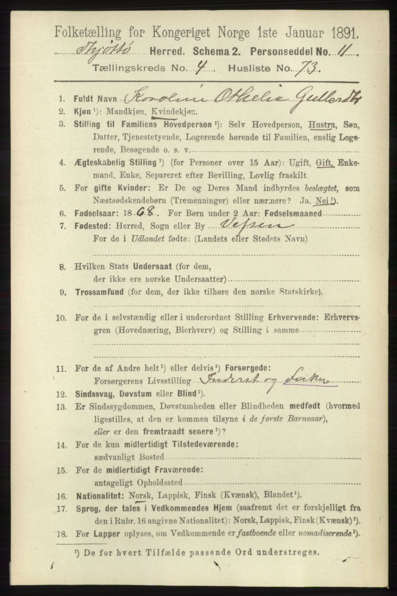 RA, 1891 census for 1817 Tjøtta, 1891, p. 2317