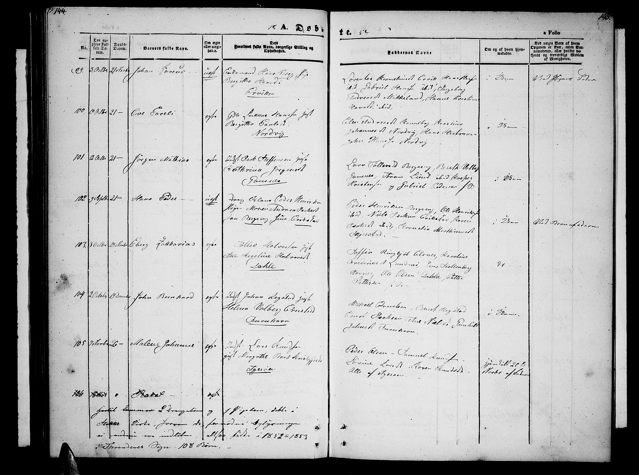 Trondenes sokneprestkontor, SATØ/S-1319/H/Hb/L0006klokker: Parish register (copy) no. 6, 1845-1855, p. 144-145