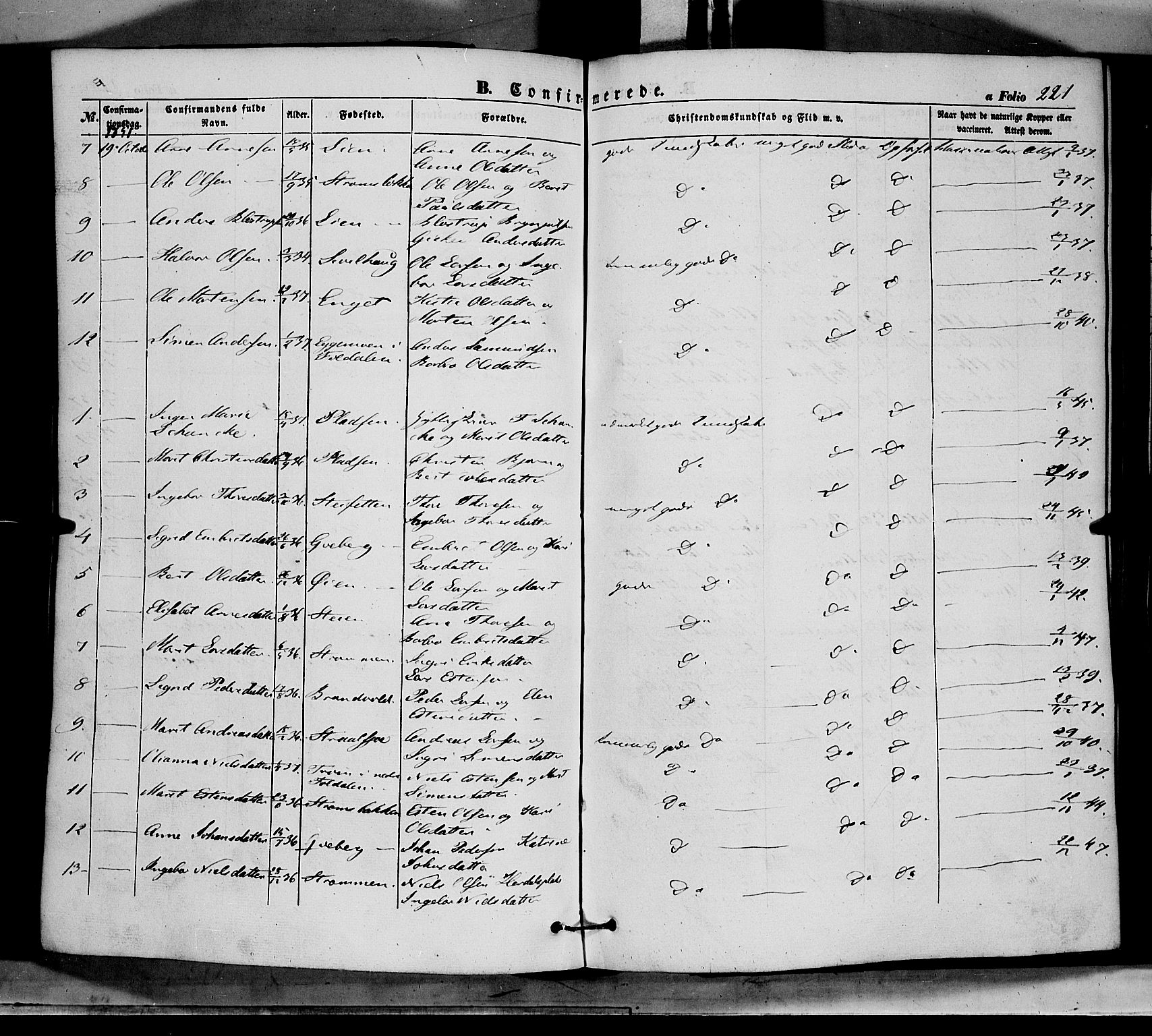 Tynset prestekontor, AV/SAH-PREST-058/H/Ha/Haa/L0020: Parish register (official) no. 20, 1848-1862, p. 221