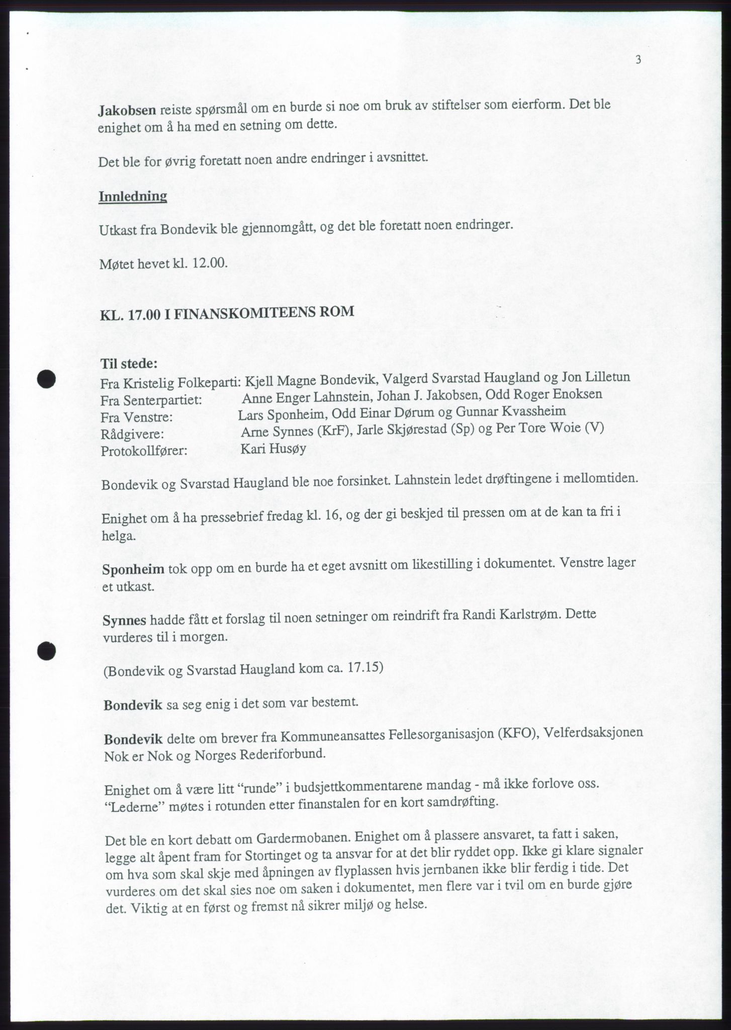 Forhandlingene mellom Kristelig Folkeparti, Senterpartiet og Venstre om dannelse av regjering, AV/RA-PA-1073/A/L0001: Forhandlingsprotokoller, 1997, p. 117