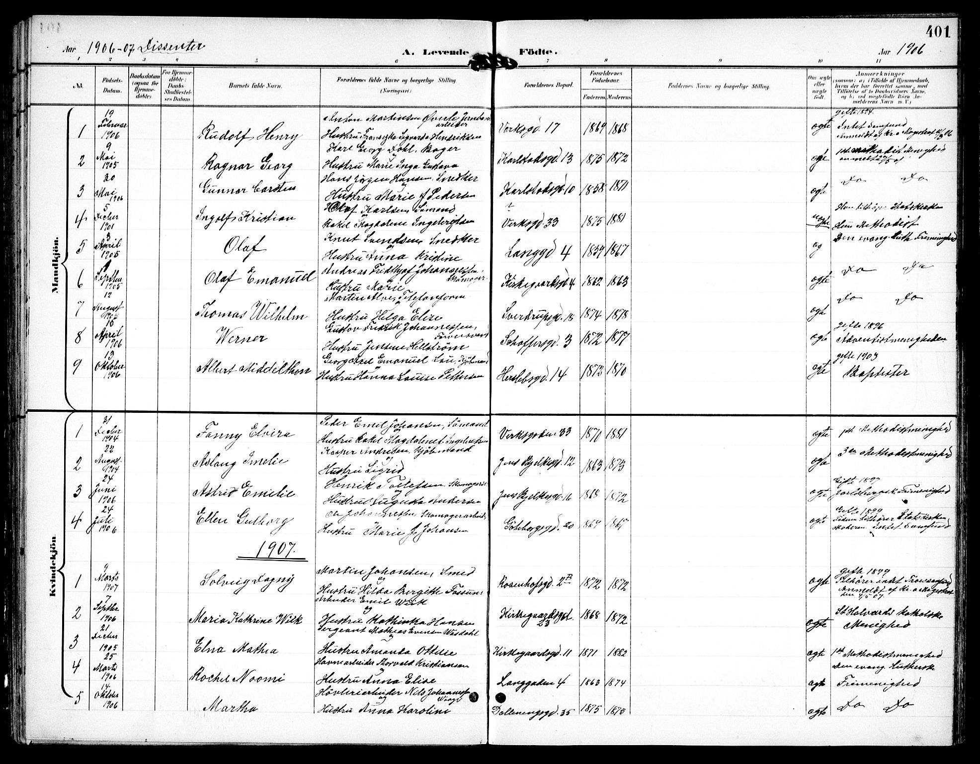 Petrus prestekontor Kirkebøker, AV/SAO-A-10872/F/Fa/L0008: Parish register (official) no. 8, 1899-1909, p. 401