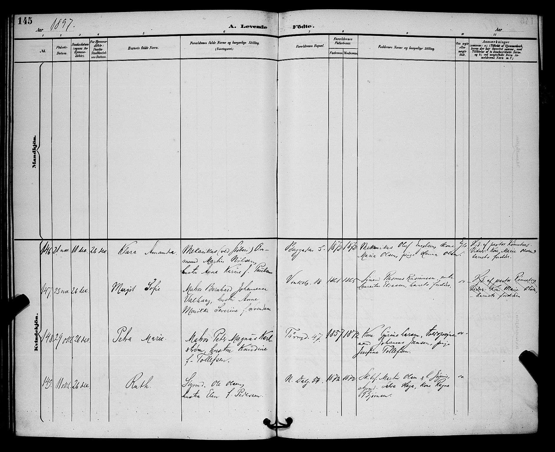 St. Johannes sokneprestkontor, AV/SAST-A-101814/001/30/30BB/L0003: Parish register (copy) no. B 3, 1893-1900, p. 145