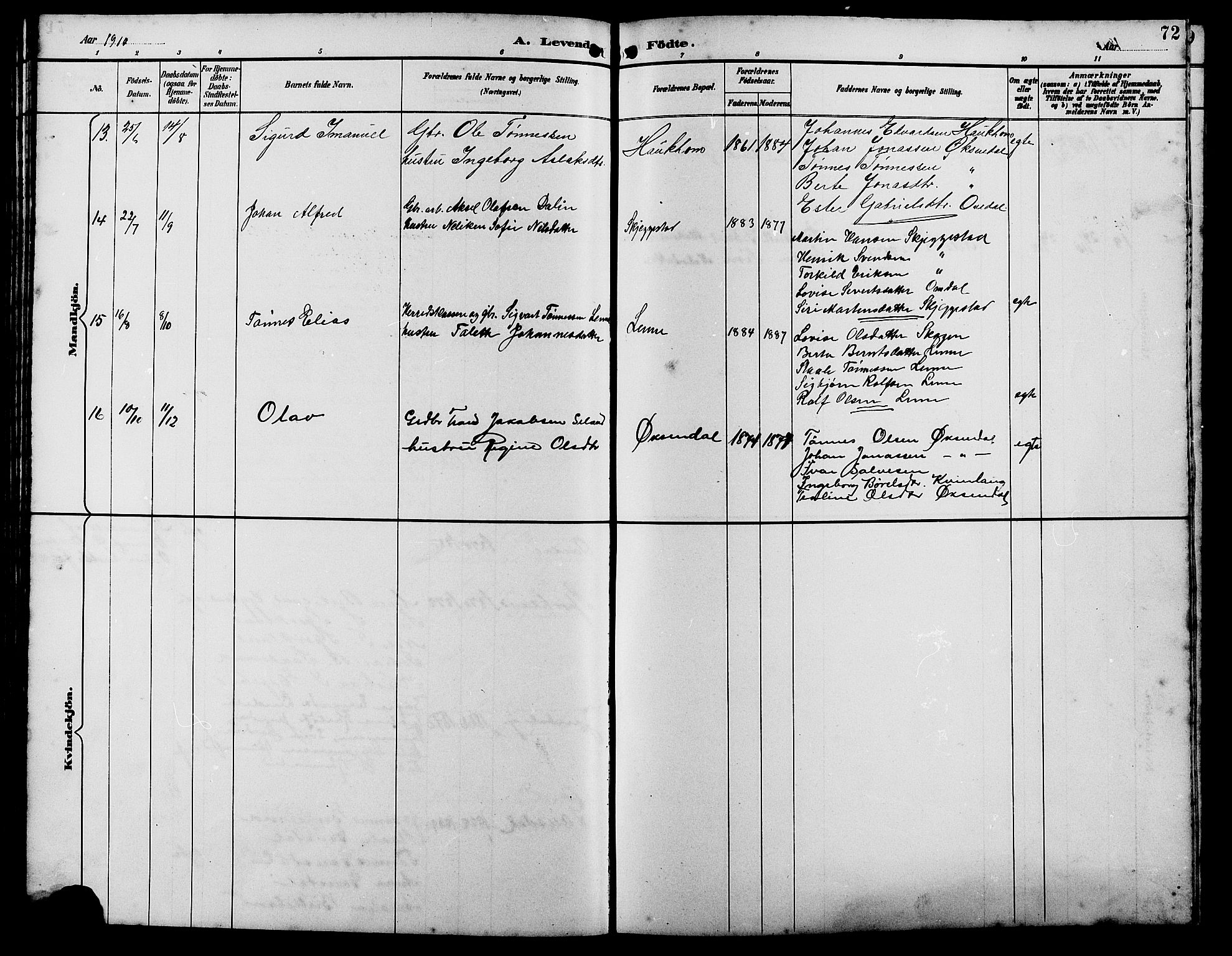 Bakke sokneprestkontor, SAK/1111-0002/F/Fb/Fba/L0003: Parish register (copy) no. B 3, 1894-1910, p. 72