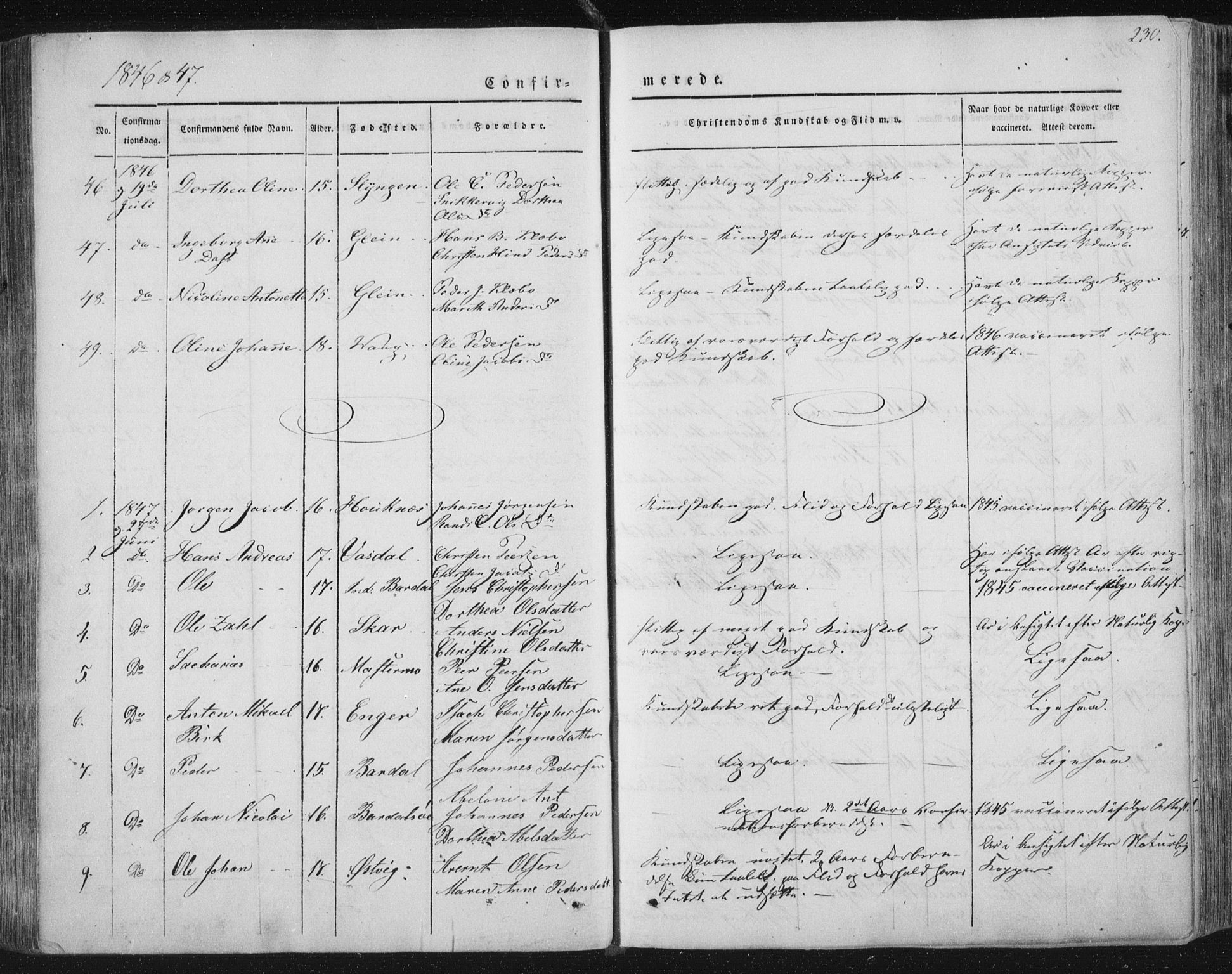 Ministerialprotokoller, klokkerbøker og fødselsregistre - Nordland, AV/SAT-A-1459/838/L0549: Parish register (official) no. 838A07, 1840-1854, p. 230