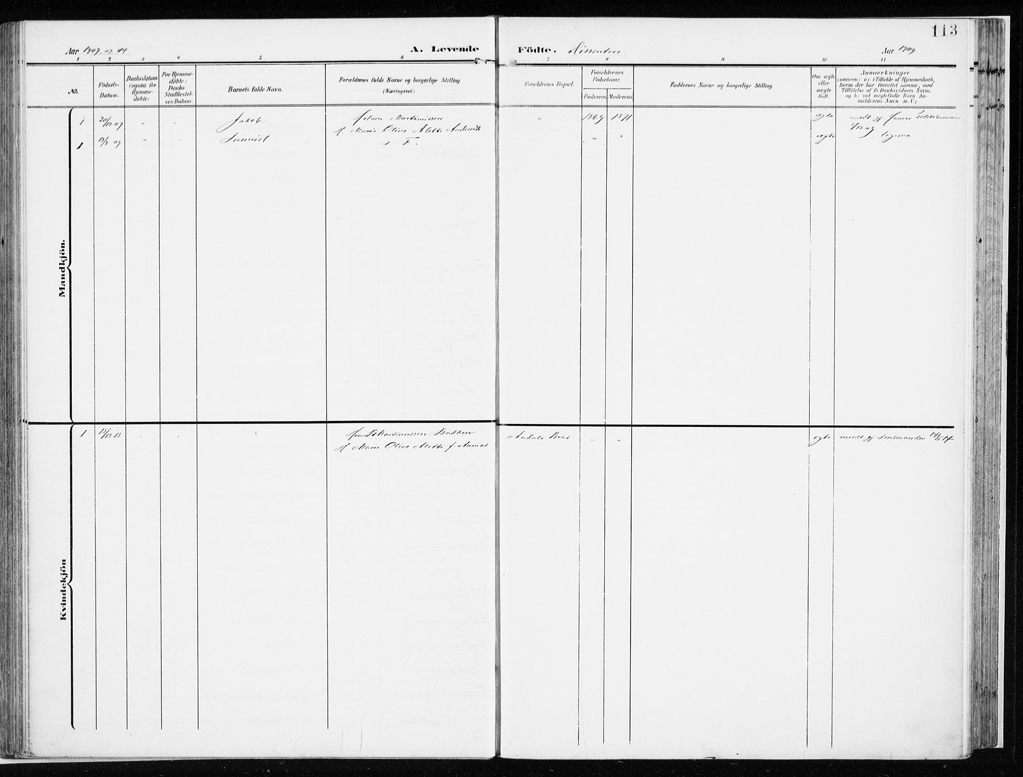 Løten prestekontor, SAH/PREST-022/K/Ka/L0011: Parish register (official) no. 11, 1908-1917, p. 113