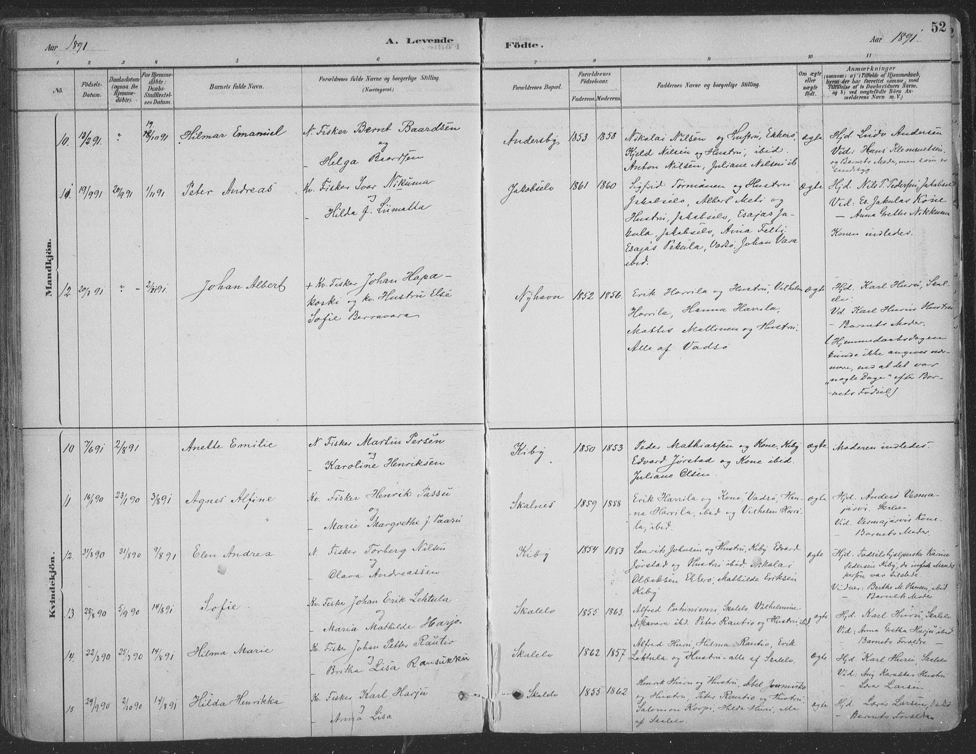 Vadsø sokneprestkontor, SATØ/S-1325/H/Ha/L0009kirke: Parish register (official) no. 9, 1881-1917, p. 52