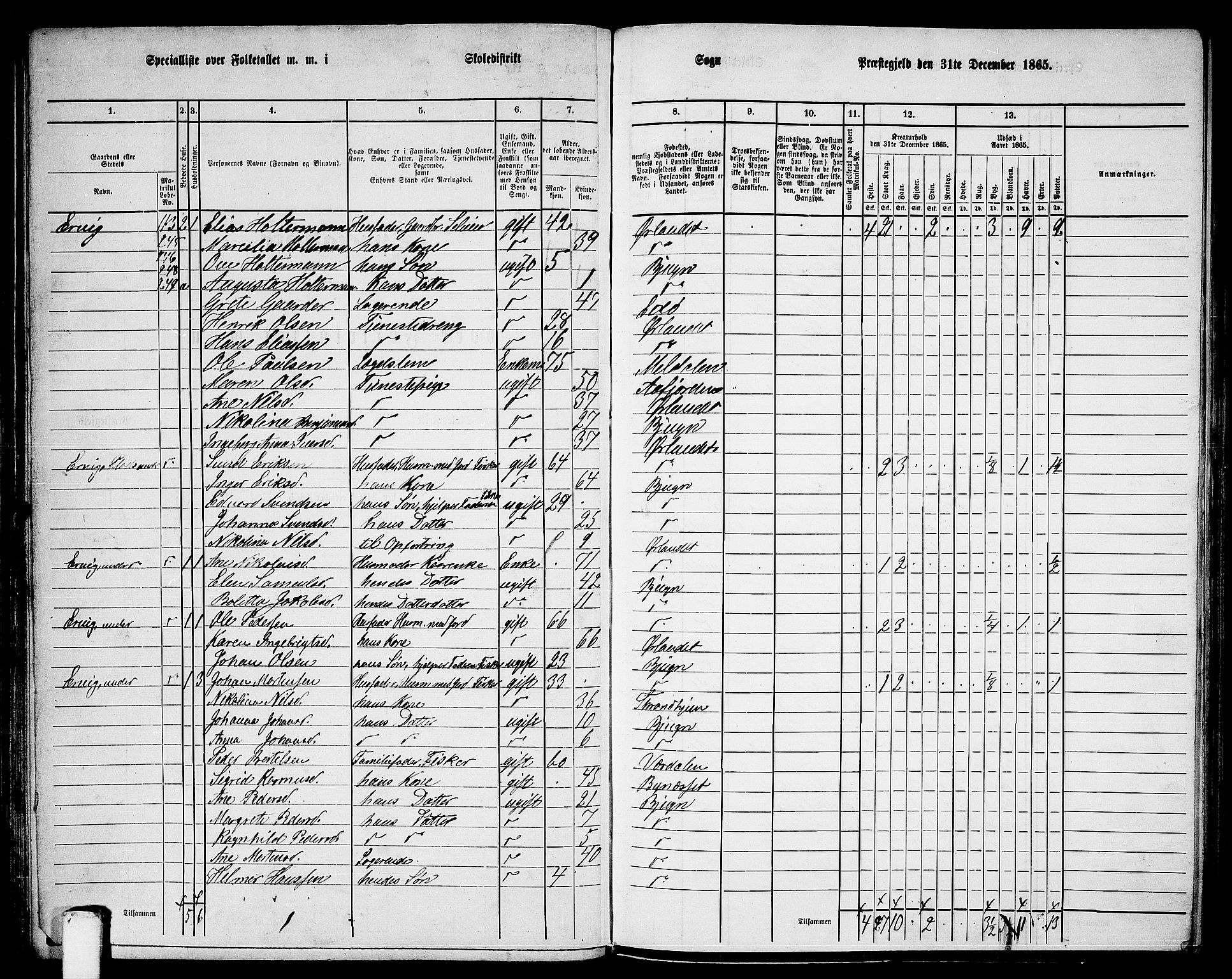 RA, 1865 census for Bjugn, 1865, p. 59