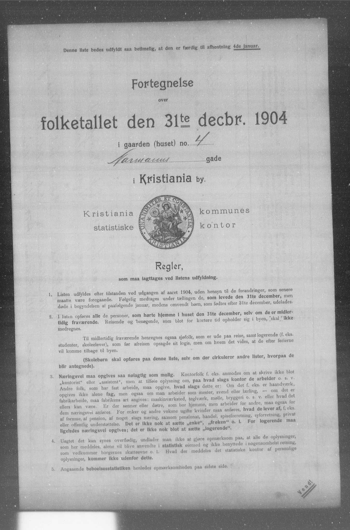 OBA, Municipal Census 1904 for Kristiania, 1904, p. 14077