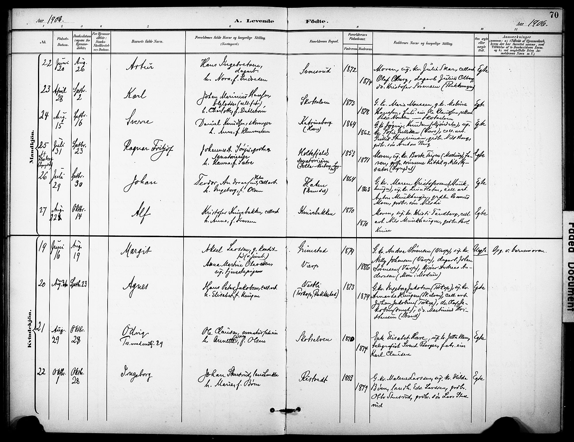 Eiker kirkebøker, AV/SAKO-A-4/F/Fc/L0003: Parish register (official) no. III 3, 1897-1981, p. 70