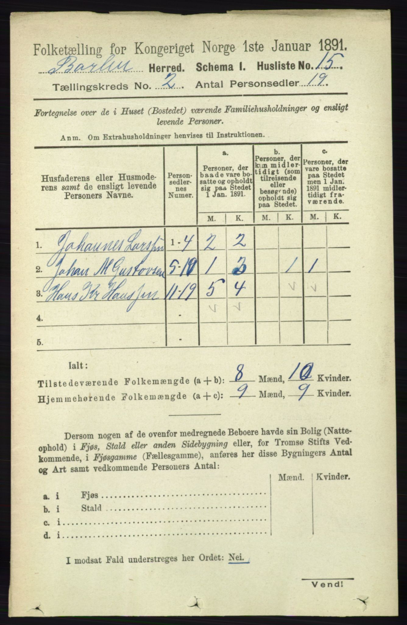 RA, 1891 census for 0990 Barbu, 1891, p. 857