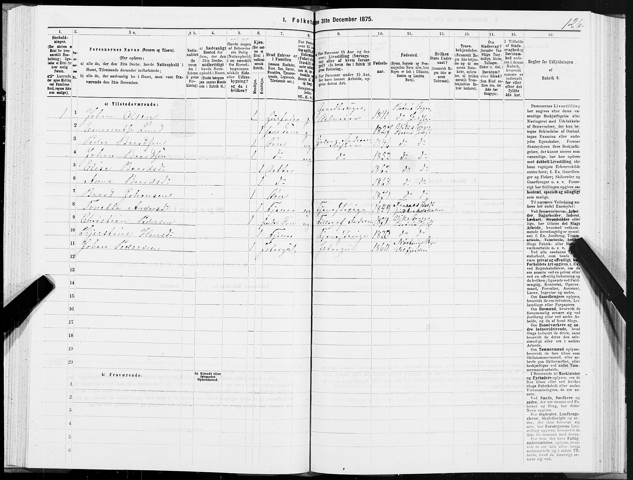 SAT, 1875 census for 1814P Brønnøy, 1875, p. 2126