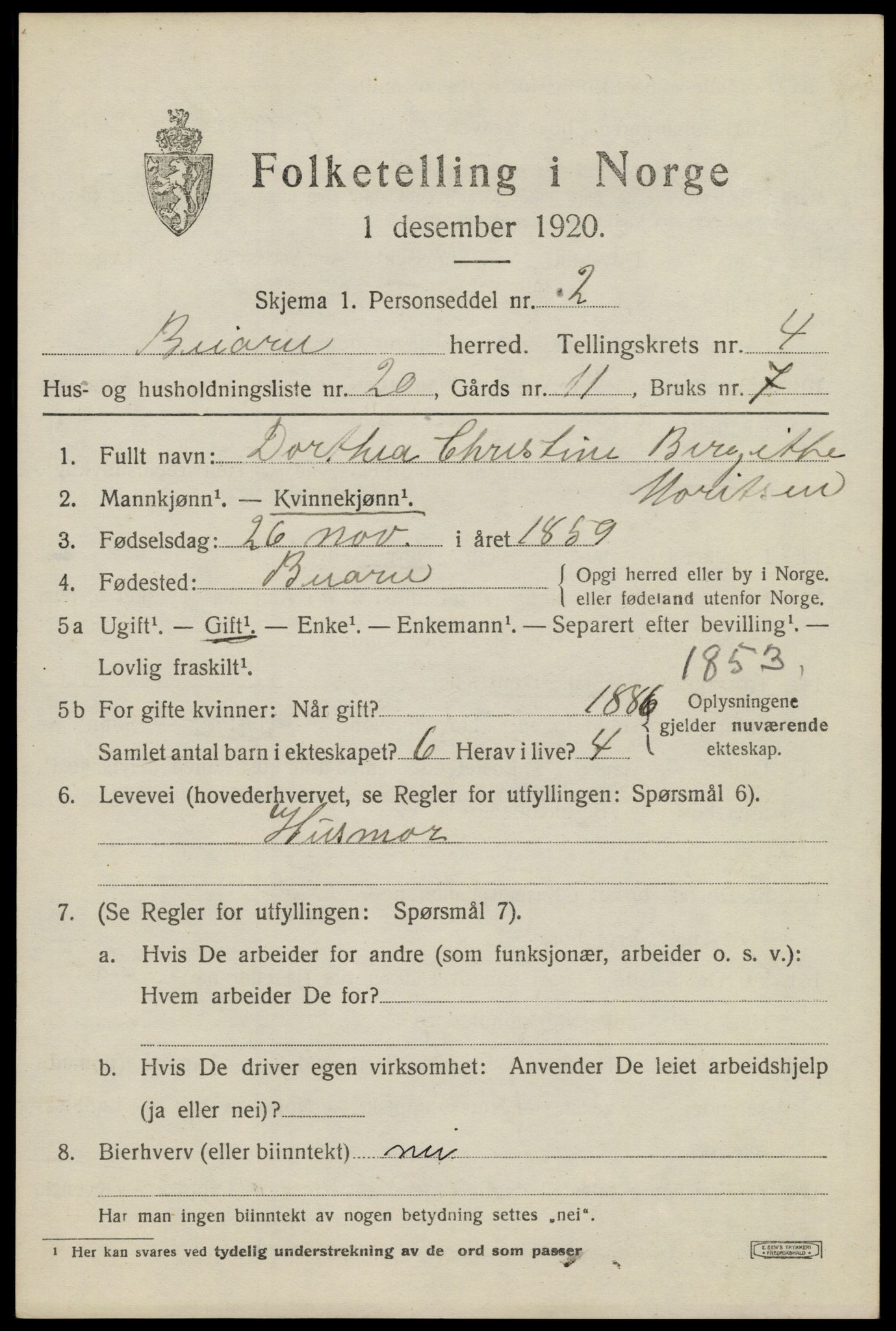 SAT, 1920 census for Beiarn, 1920, p. 1910