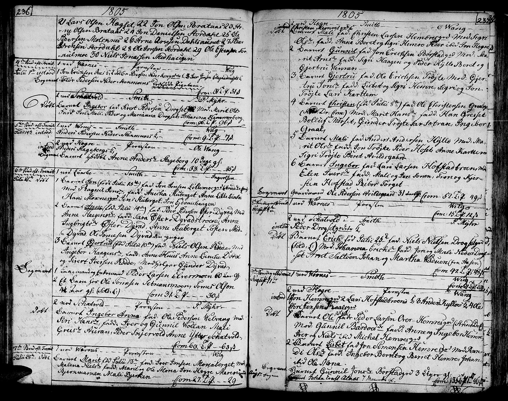 Ministerialprotokoller, klokkerbøker og fødselsregistre - Nord-Trøndelag, AV/SAT-A-1458/709/L0060: Parish register (official) no. 709A07, 1797-1815, p. 236-237
