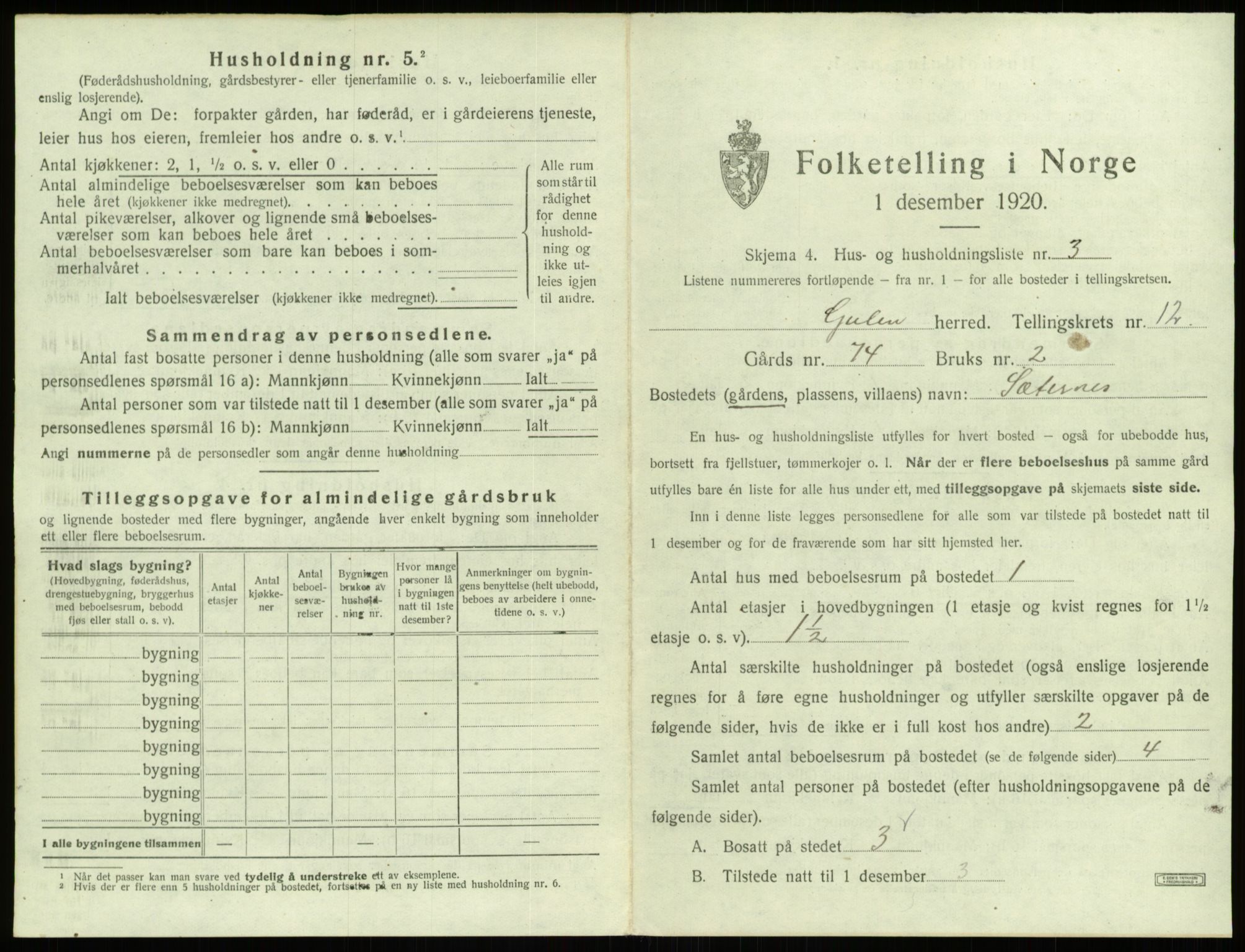 SAB, 1920 census for Gulen, 1920, p. 763