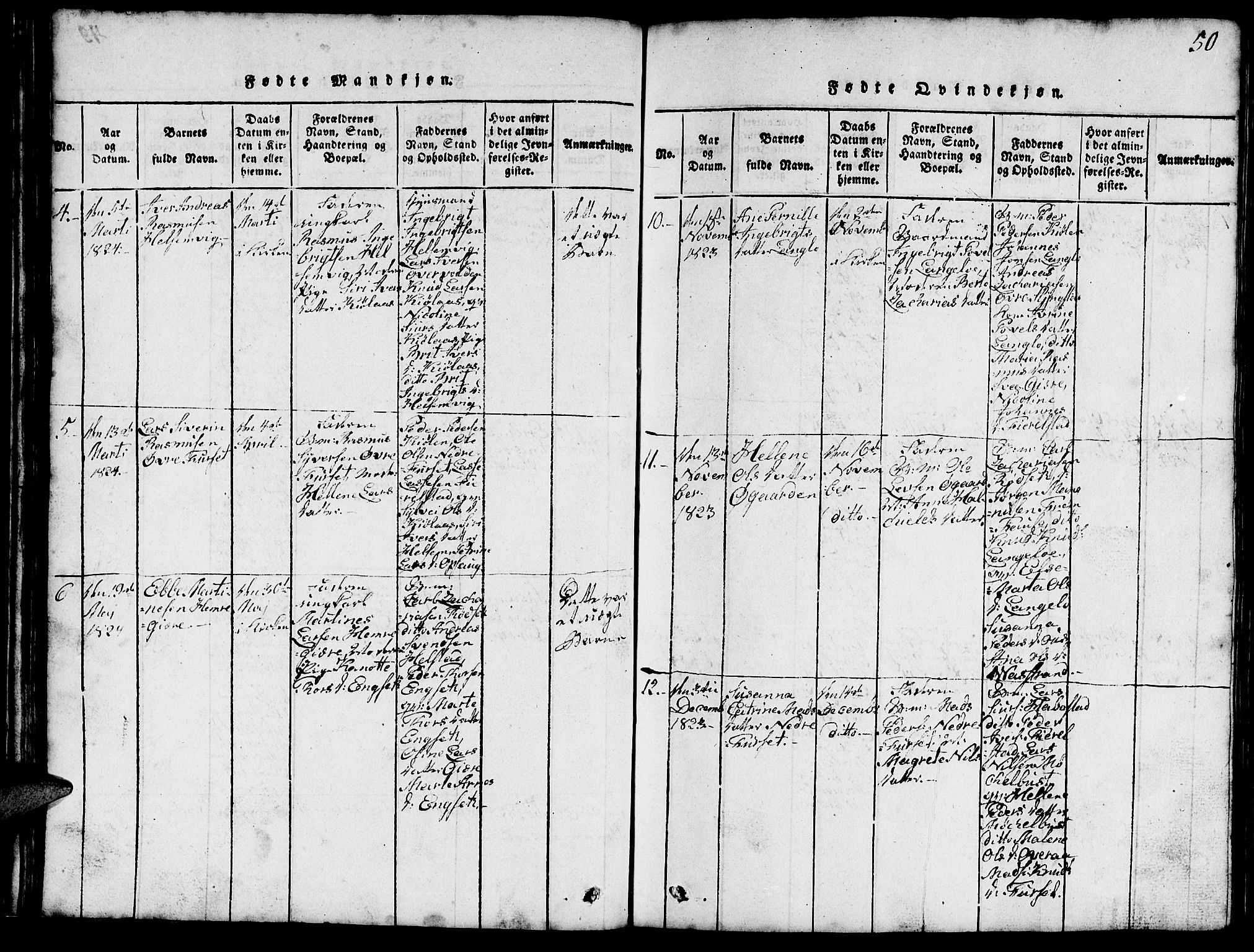 Ministerialprotokoller, klokkerbøker og fødselsregistre - Møre og Romsdal, AV/SAT-A-1454/520/L0289: Parish register (copy) no. 520C01, 1817-1837, p. 50