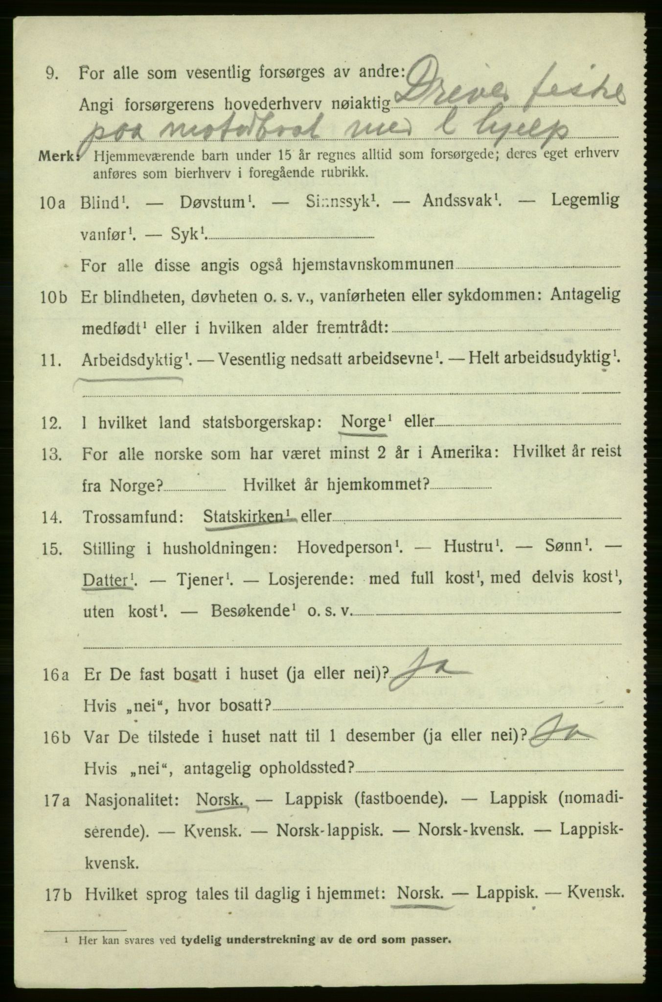 SATØ, 1920 census for Lebesby, 1920, p. 3522