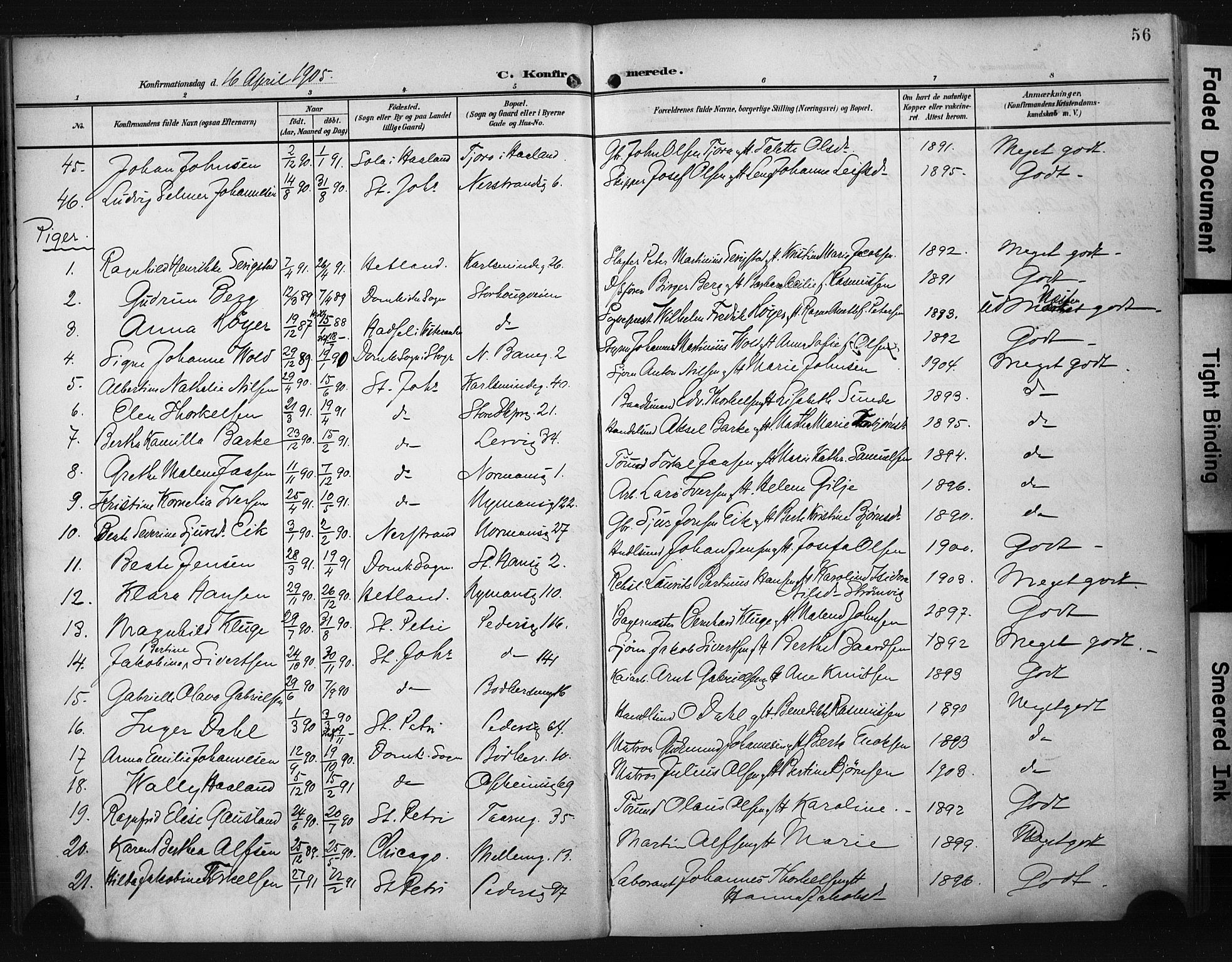 St. Johannes sokneprestkontor, AV/SAST-A-101814/001/30/30BA/L0006: Parish register (official) no. A 6, 1899-1916, p. 56