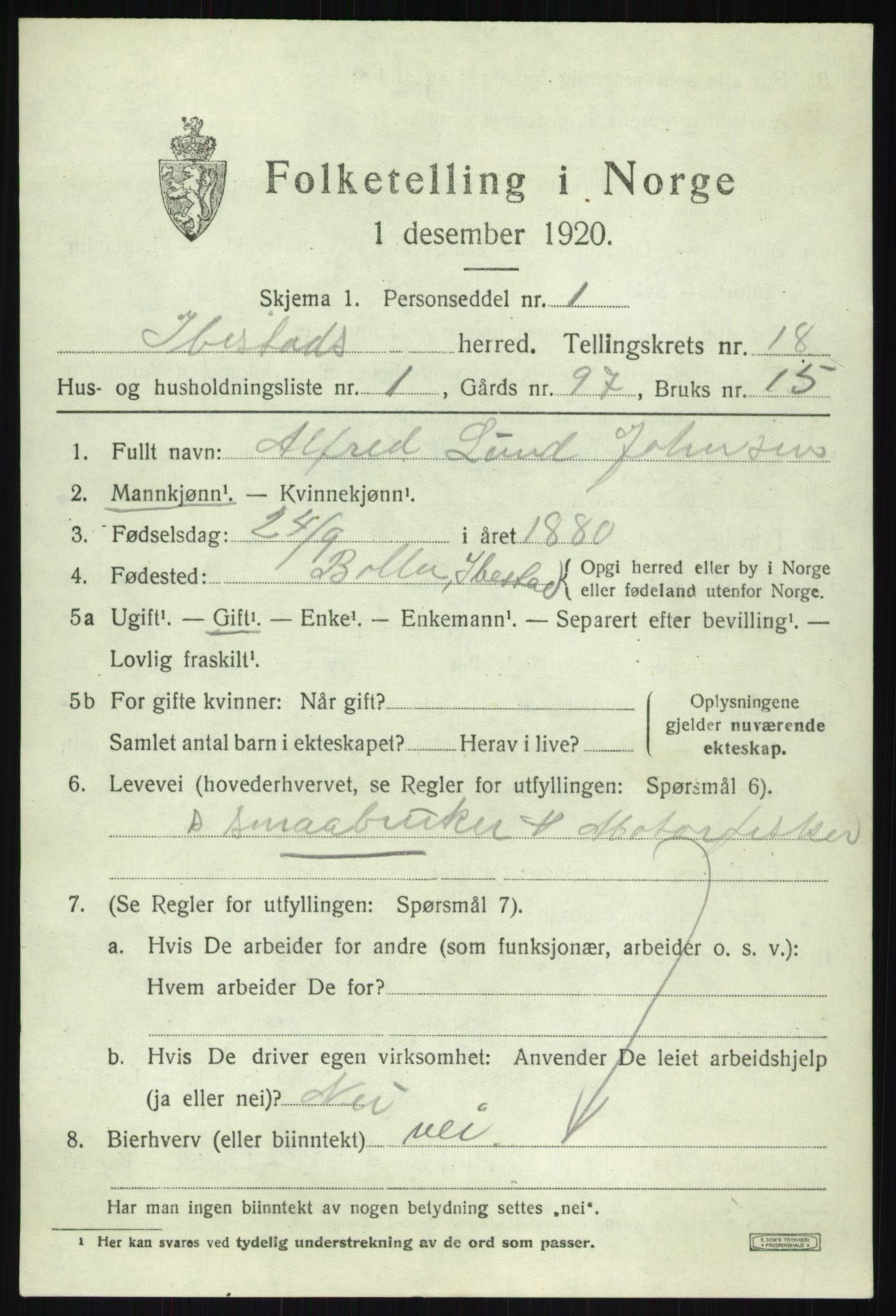 SATØ, 1920 census for Ibestad, 1920, p. 9789