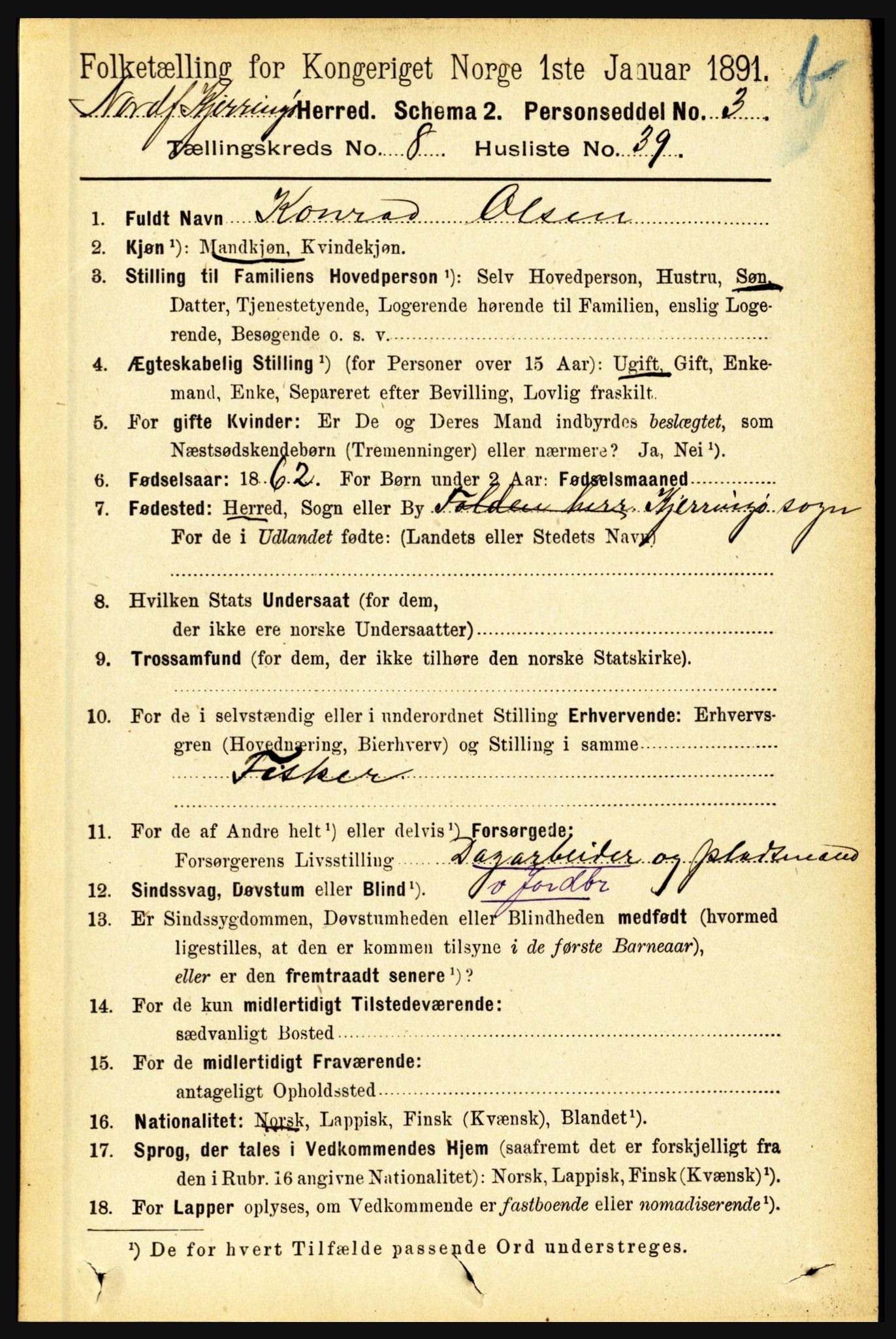 RA, 1891 census for 1846 Nordfold-Kjerringøy, 1891, p. 2184