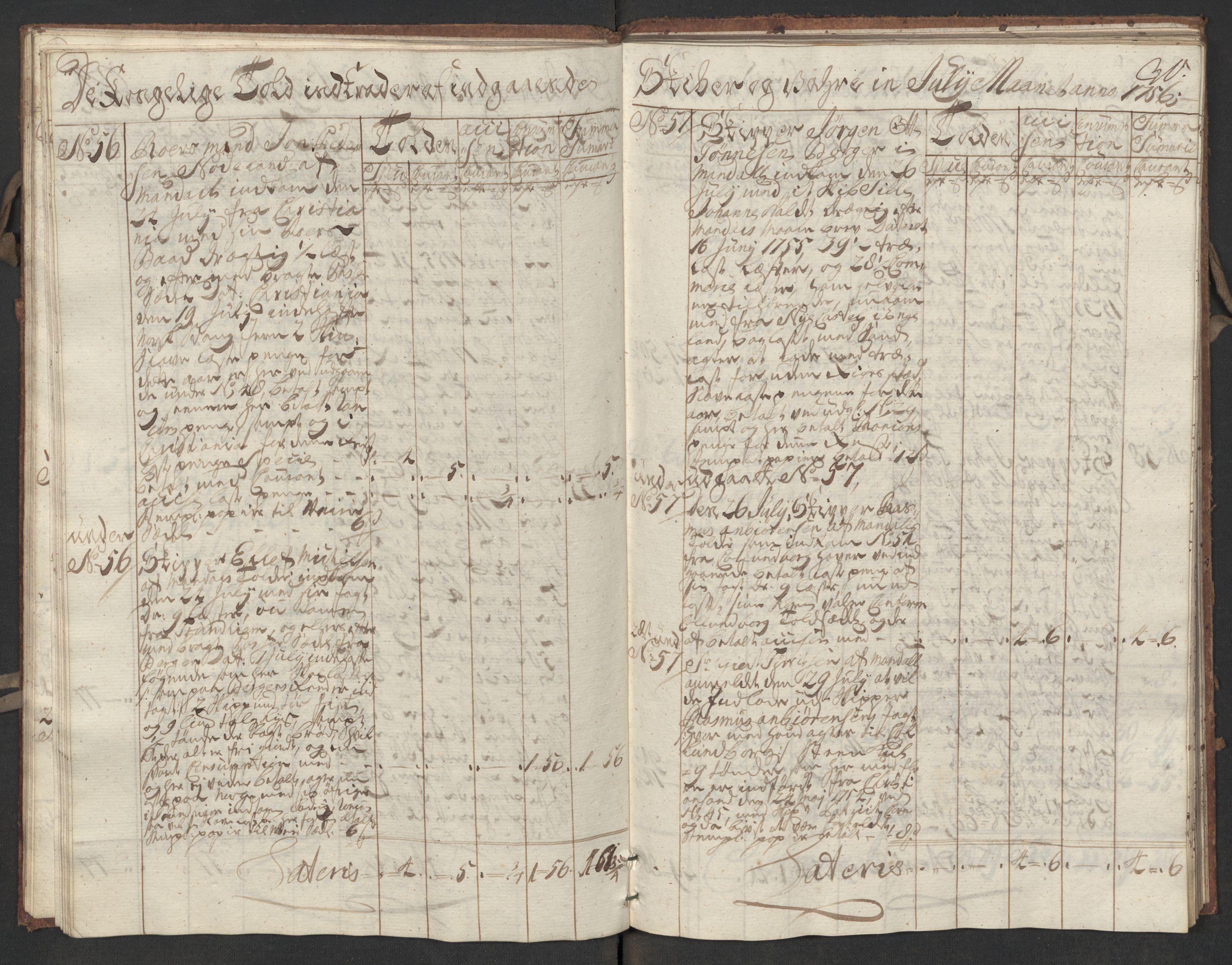 Generaltollkammeret, tollregnskaper, AV/RA-EA-5490/R17/L0017/0001: Tollregnskaper Mandal / Inngående kontratollbok, 1756, p. 29b-30a