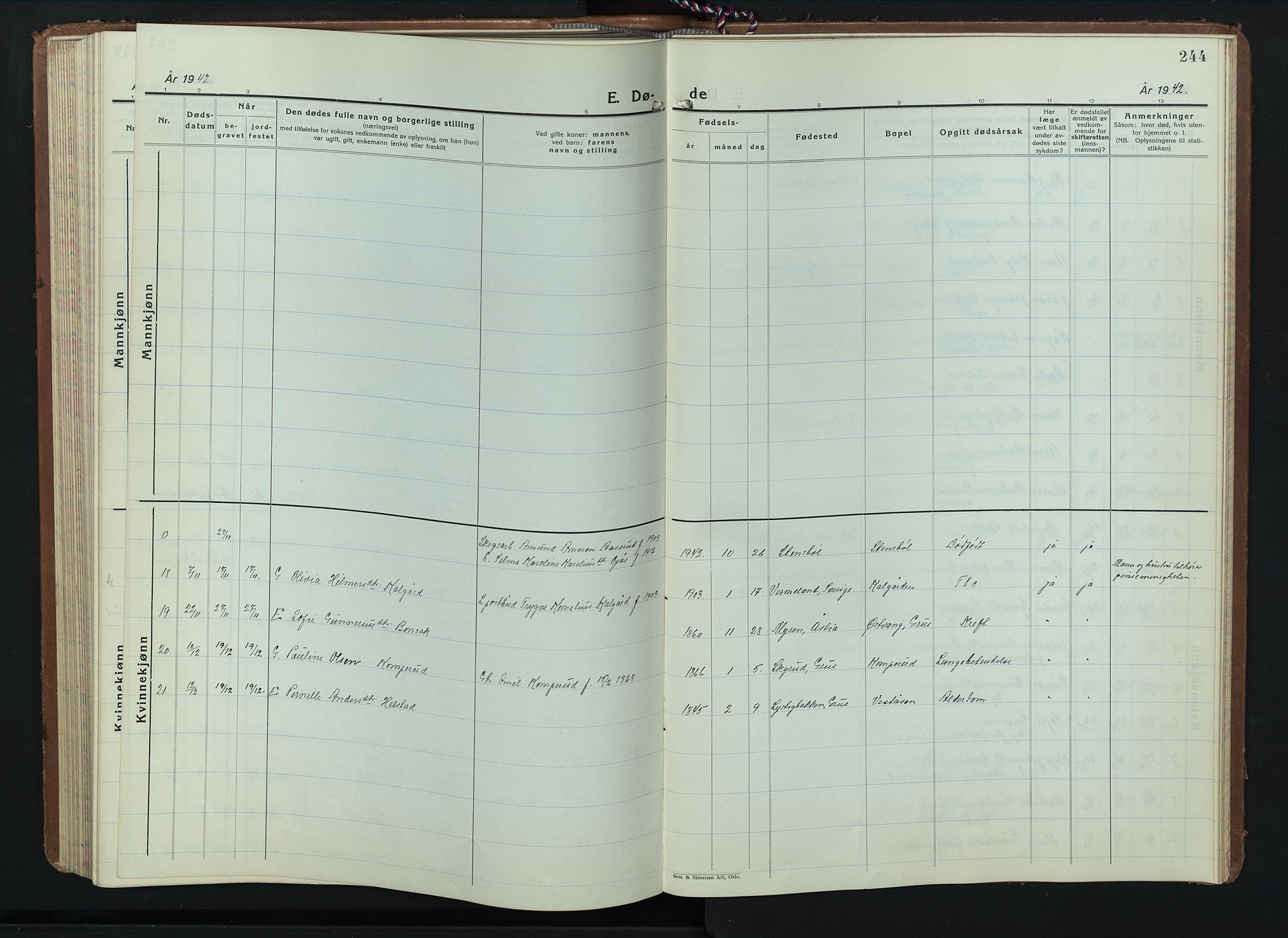 Hof prestekontor, AV/SAH-PREST-038/H/Ha/Hab/L0003: Parish register (copy) no. 3, 1933-1947, p. 244