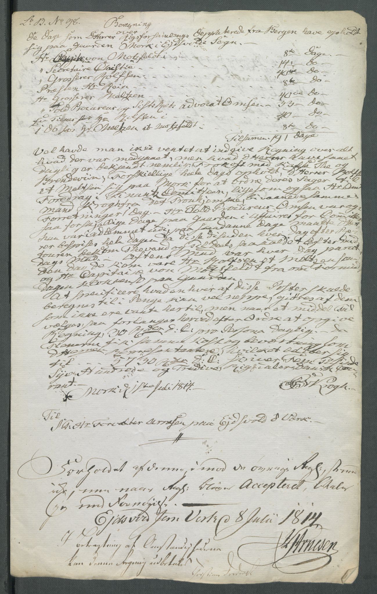 5. departement for finans-, handels- og tollfaget, AV/RA-S-3893/C/Cb/L0014: Regninger fra Riksforsamlingens deputerede, 1814, p. 29