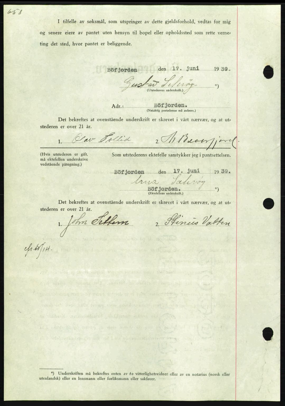 Nordmøre sorenskriveri, AV/SAT-A-4132/1/2/2Ca: Mortgage book no. B85, 1939-1939, Diary no: : 1858/1939