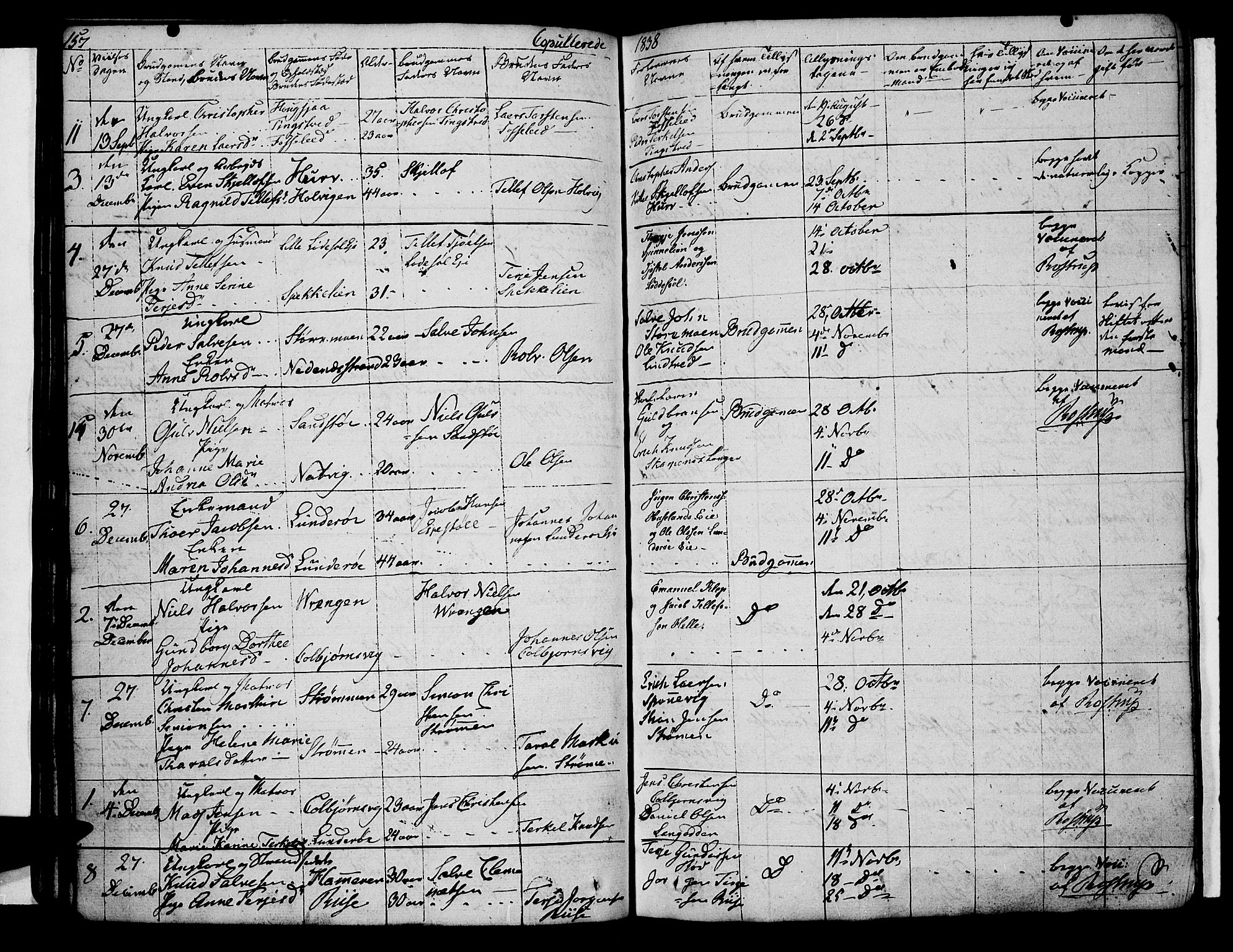 Øyestad sokneprestkontor, SAK/1111-0049/F/Fb/L0005: Parish register (copy) no. B 5, 1833-1843, p. 157