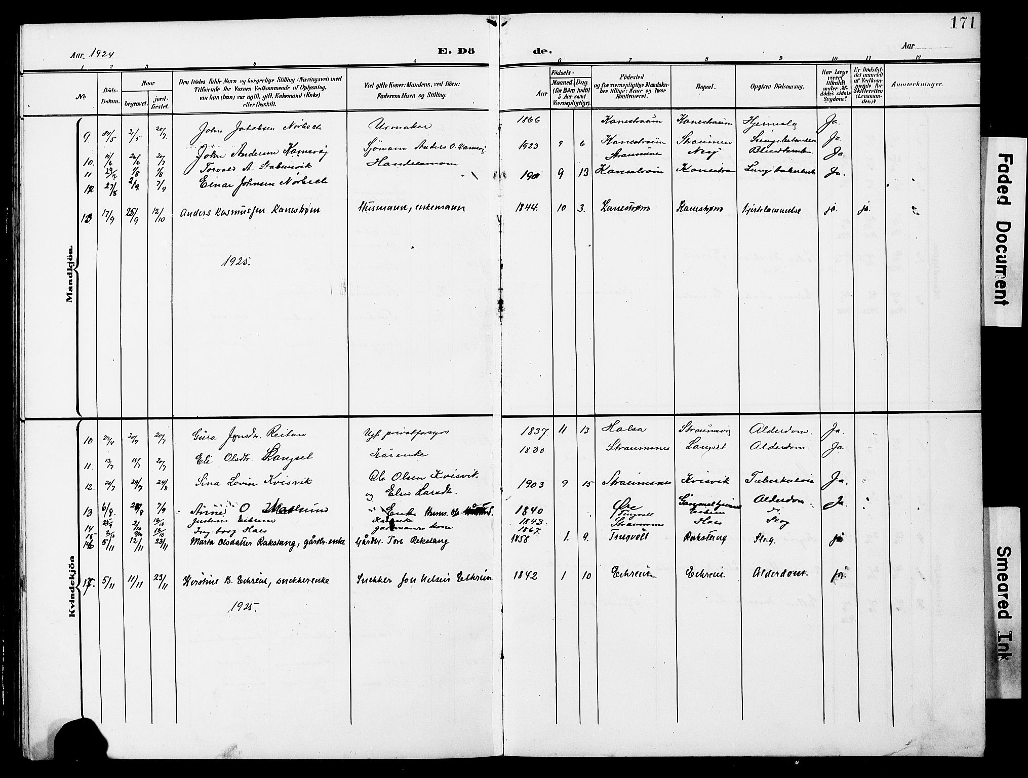 Ministerialprotokoller, klokkerbøker og fødselsregistre - Møre og Romsdal, AV/SAT-A-1454/587/L1001: Parish register (copy) no. 587C01, 1906-1927, p. 171