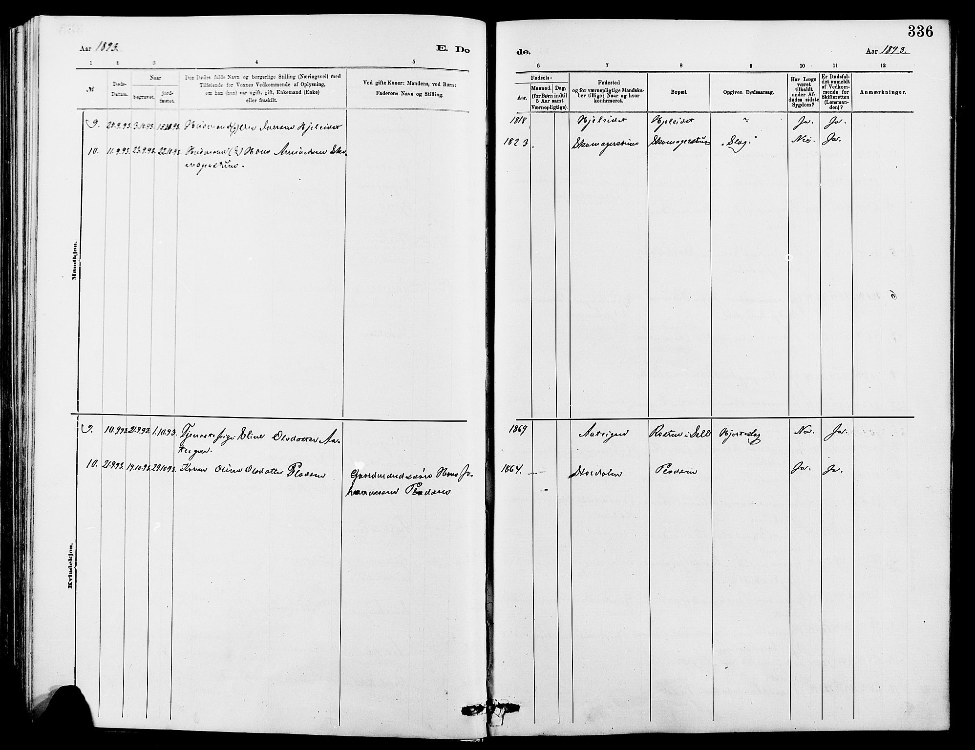 Dovre prestekontor, SAH/PREST-066/H/Ha/Hab/L0002: Parish register (copy) no. 2, 1881-1907, p. 336