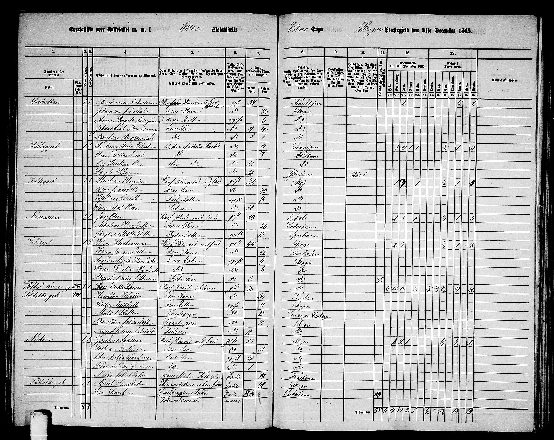 RA, 1865 census for Skogn, 1865, p. 154