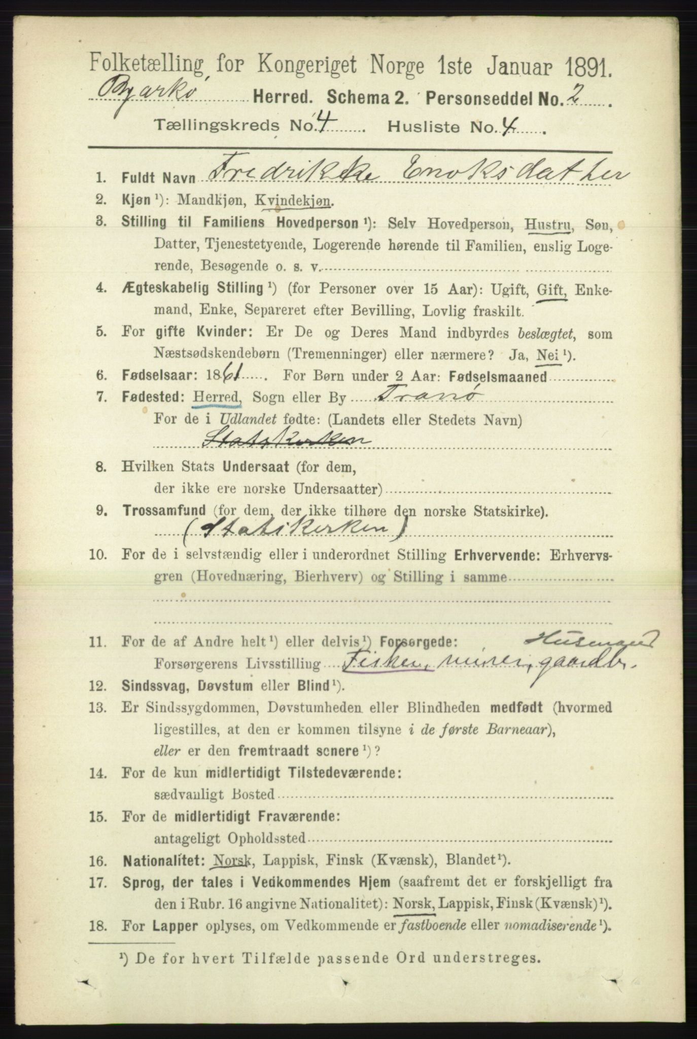 RA, 1891 census for 1915 Bjarkøy, 1891, p. 1928