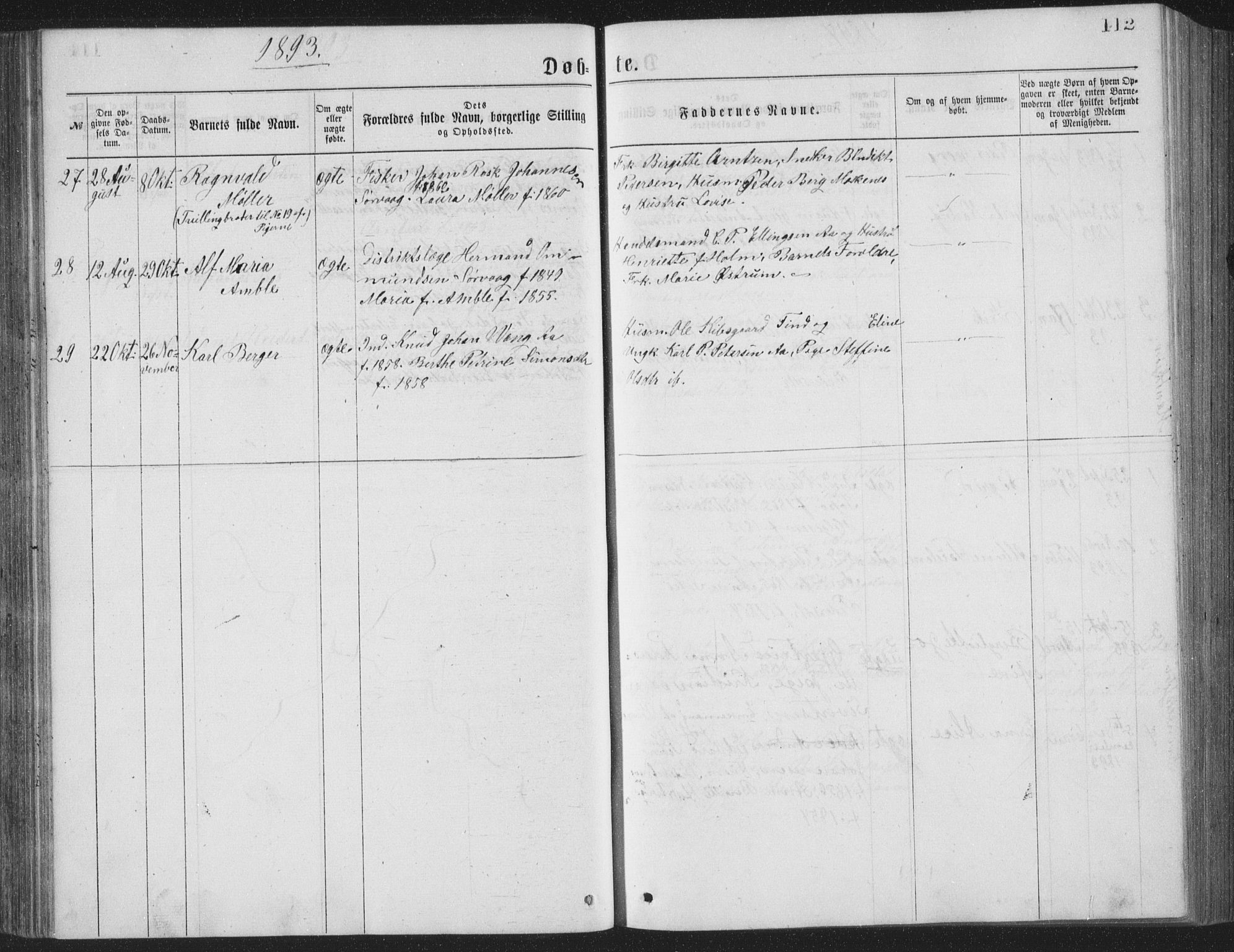 Ministerialprotokoller, klokkerbøker og fødselsregistre - Nordland, AV/SAT-A-1459/886/L1225: Parish register (copy) no. 886C02, 1874-1896, p. 112