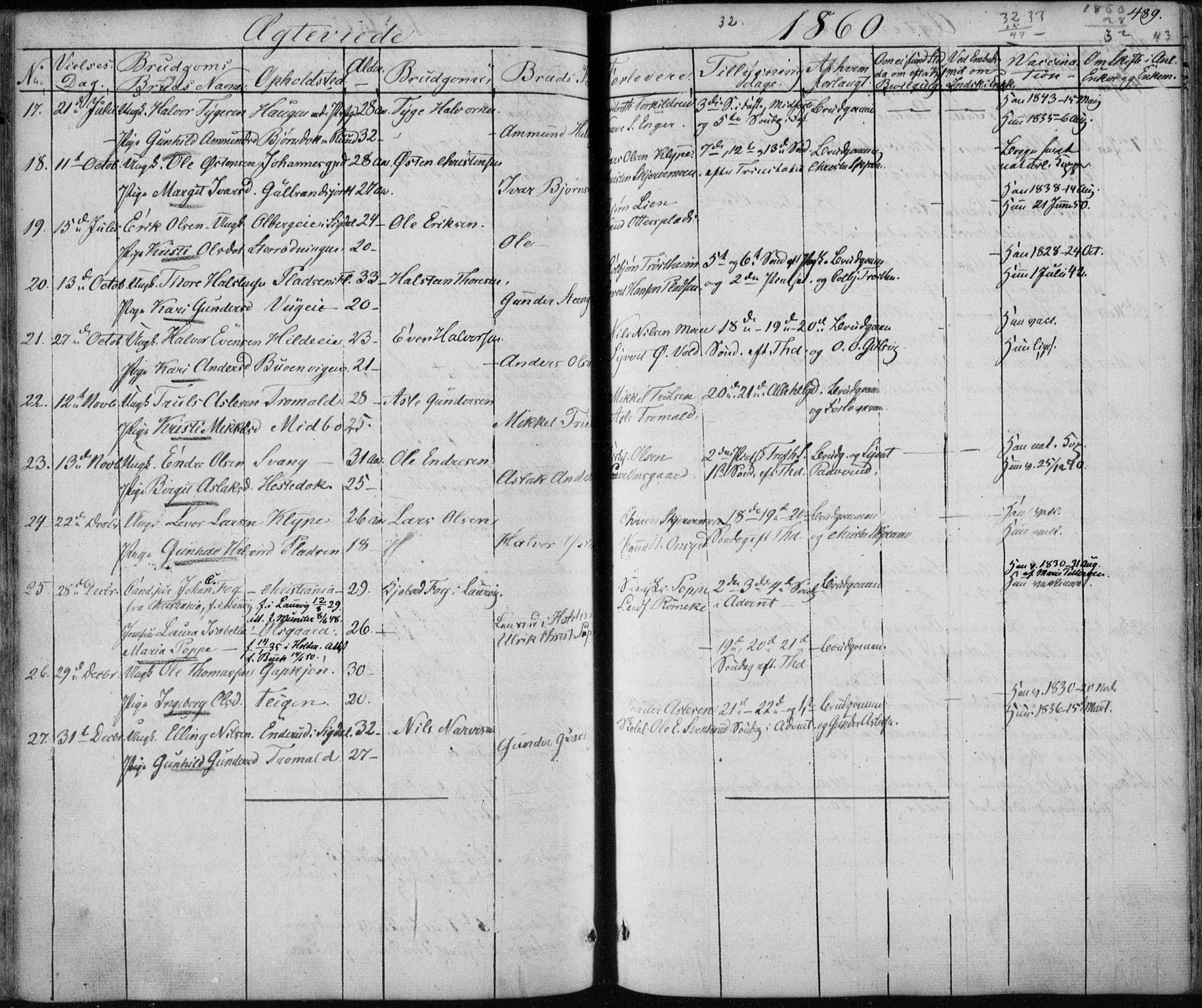 Nes kirkebøker, SAKO/A-236/F/Fa/L0009: Parish register (official) no. 9, 1834-1863, p. 489