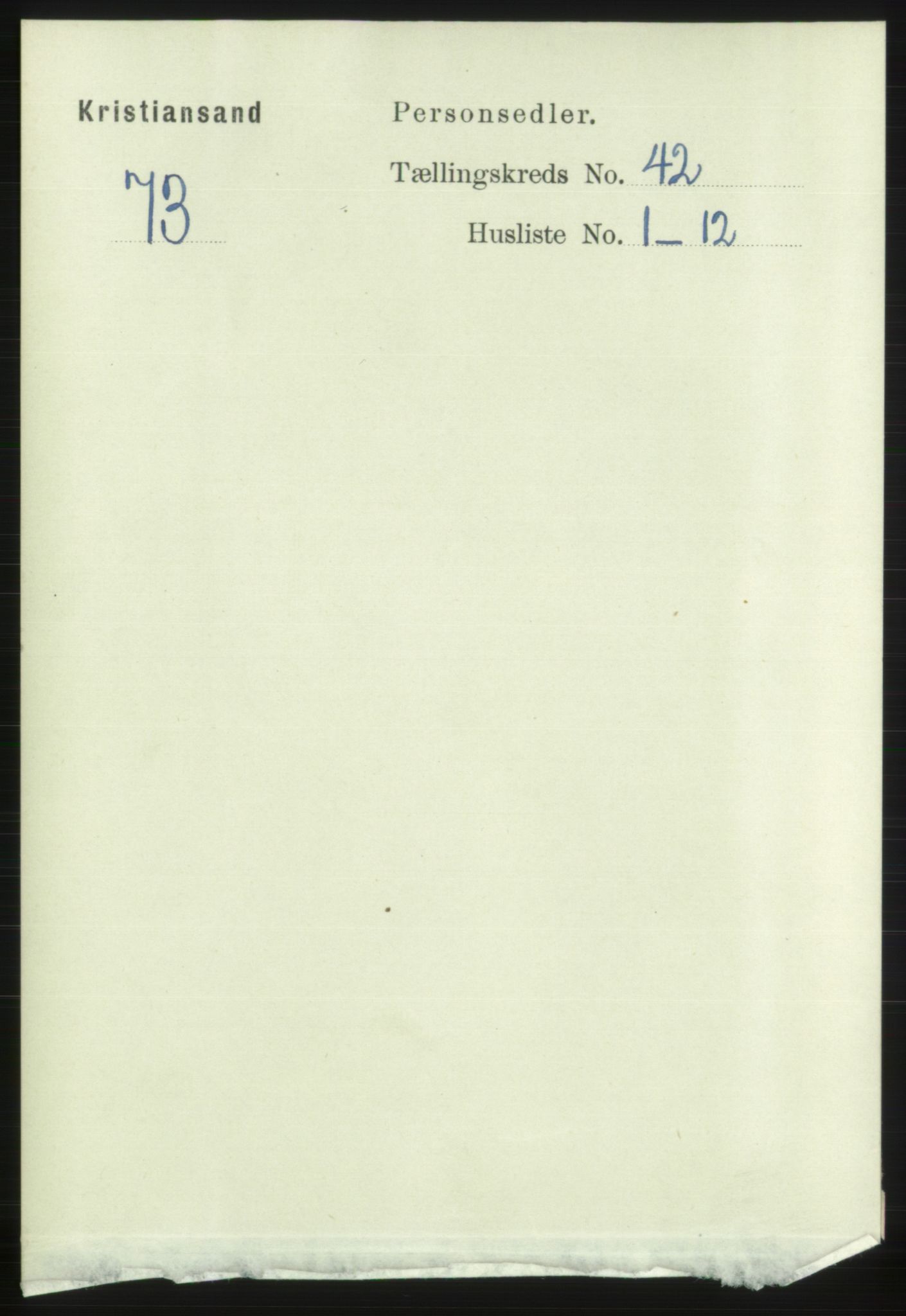 RA, 1891 census for 1001 Kristiansand, 1891, p. 13073