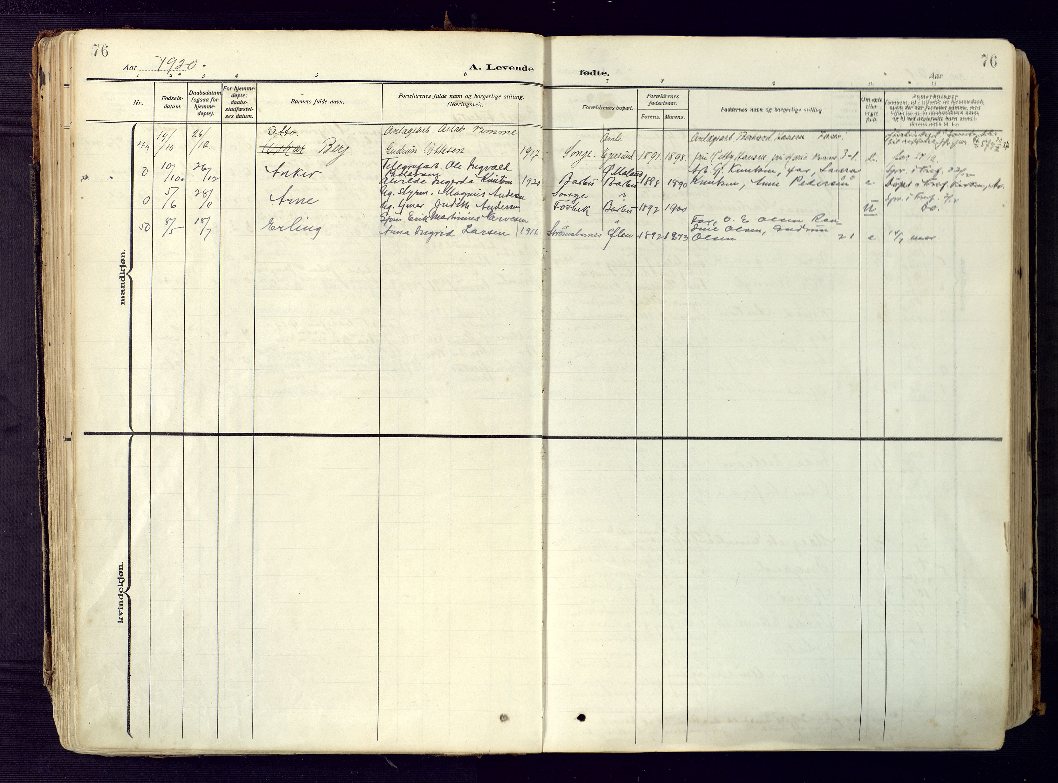 Barbu sokneprestkontor, SAK/1111-0003/F/Fa/L0006: Parish register (official) no. A 6, 1910-1929, p. 76