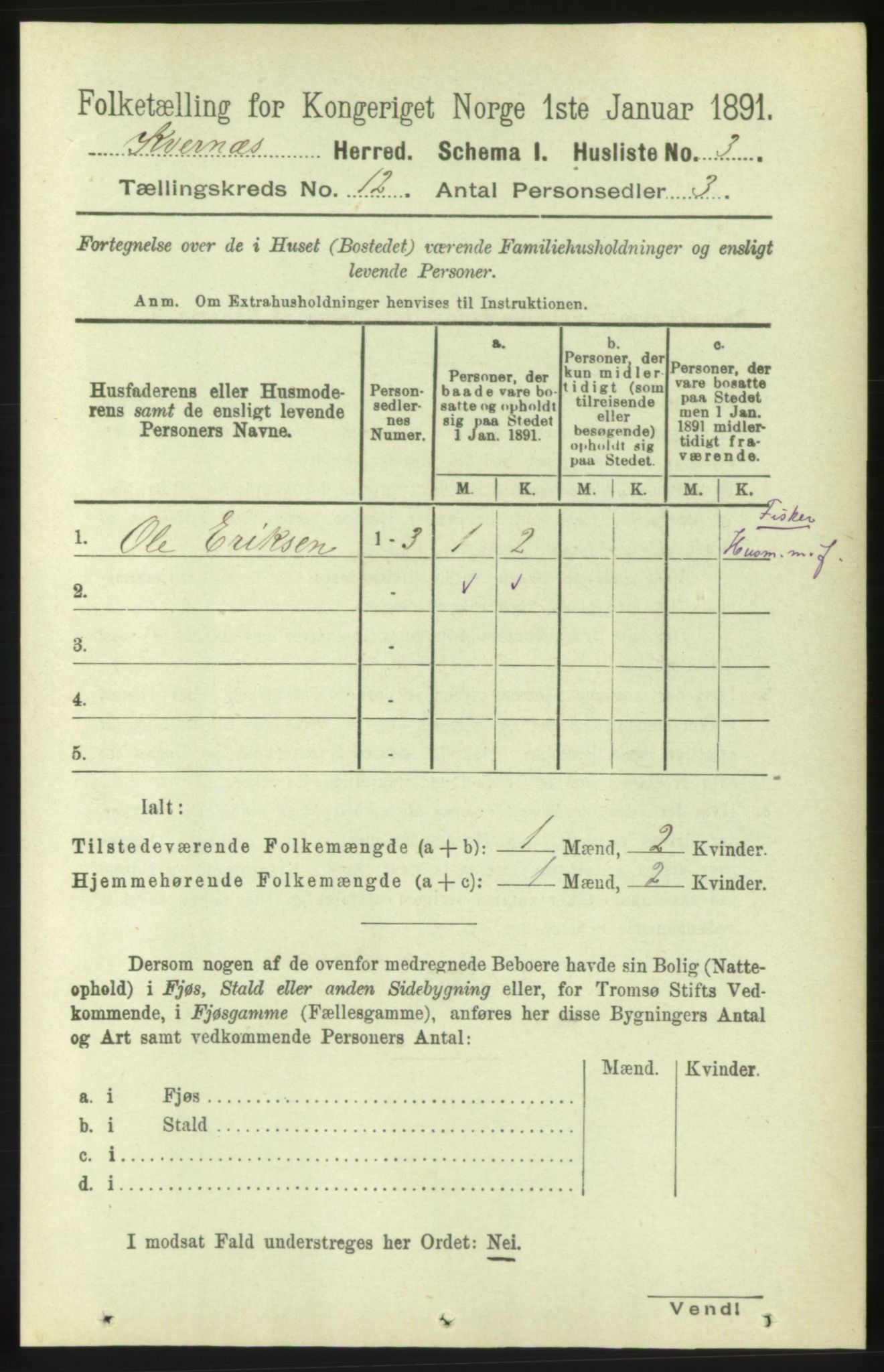 RA, 1891 census for 1553 Kvernes, 1891, p. 5166