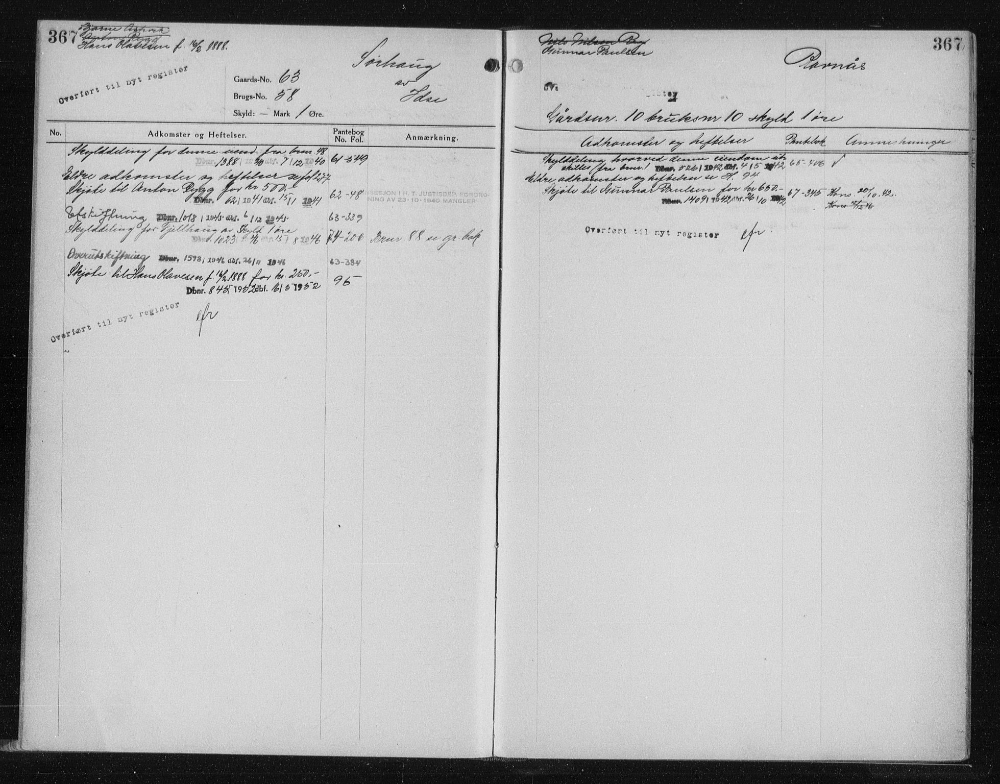 Ryfylke tingrett, AV/SAST-A-100055/001/II/IIA/L0010: Mortgage register no. II A 10, 1927, p. 367