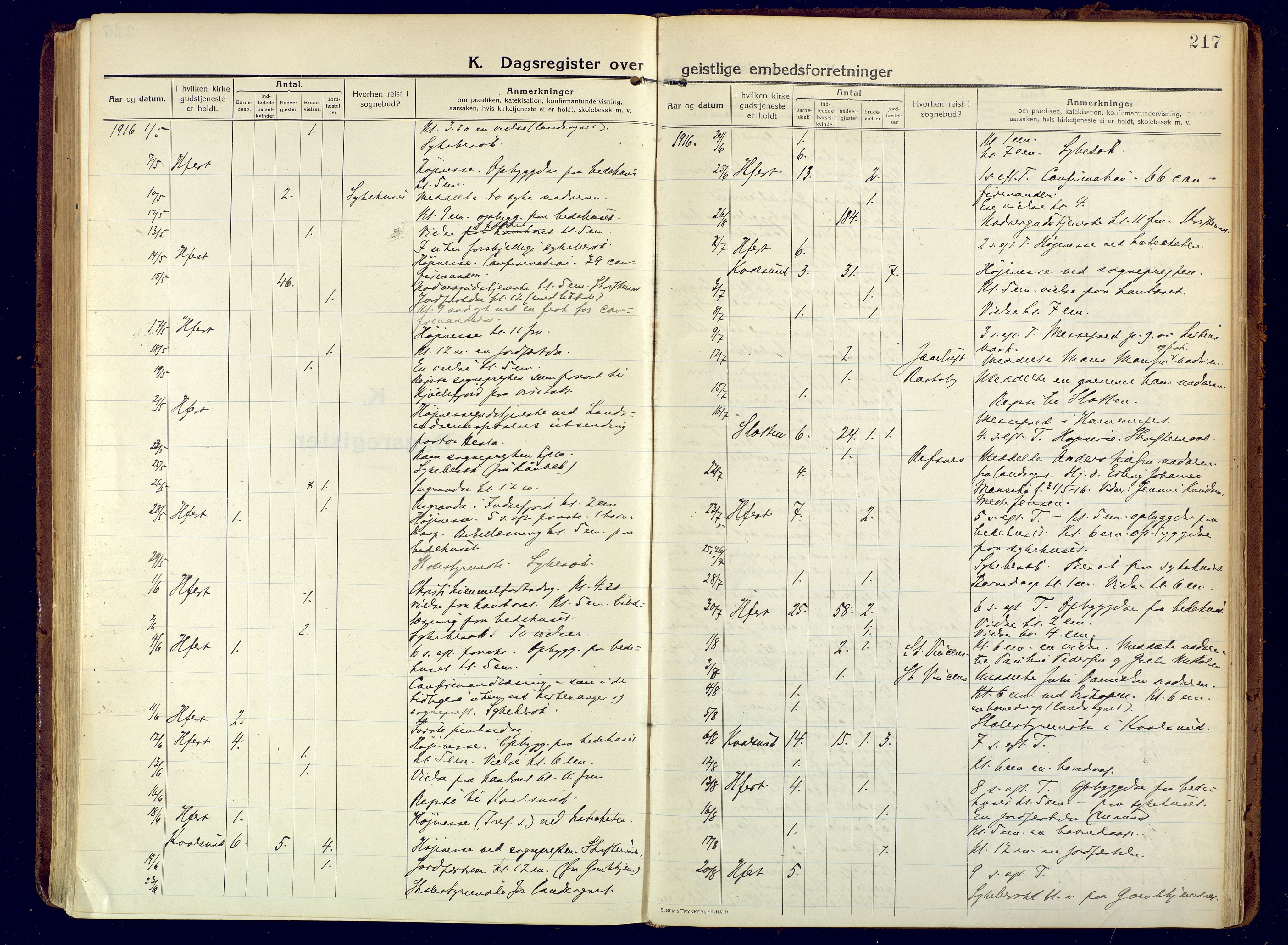 Hammerfest sokneprestkontor, SATØ/S-1347/H/Ha/L0015.kirke: Parish register (official) no. 15, 1916-1923, p. 217