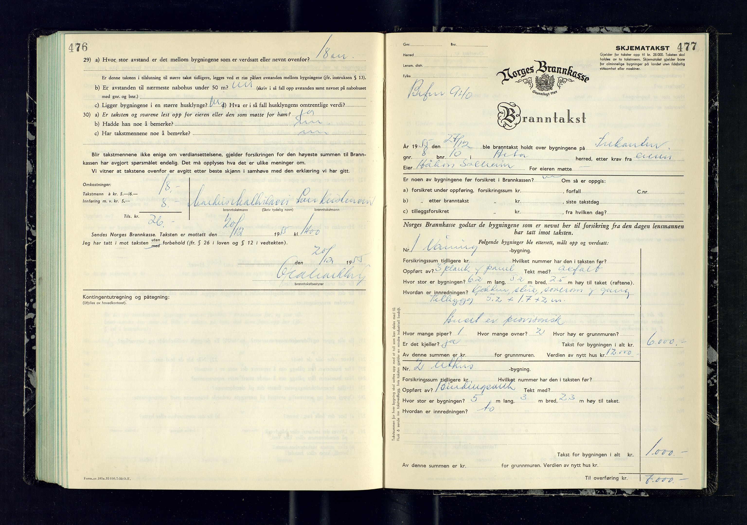 Alta lensmannskontor, AV/SATØ-S-1165/O/Ob/L0186: Branntakstprotokoll, 1953-1955, p. 476-477