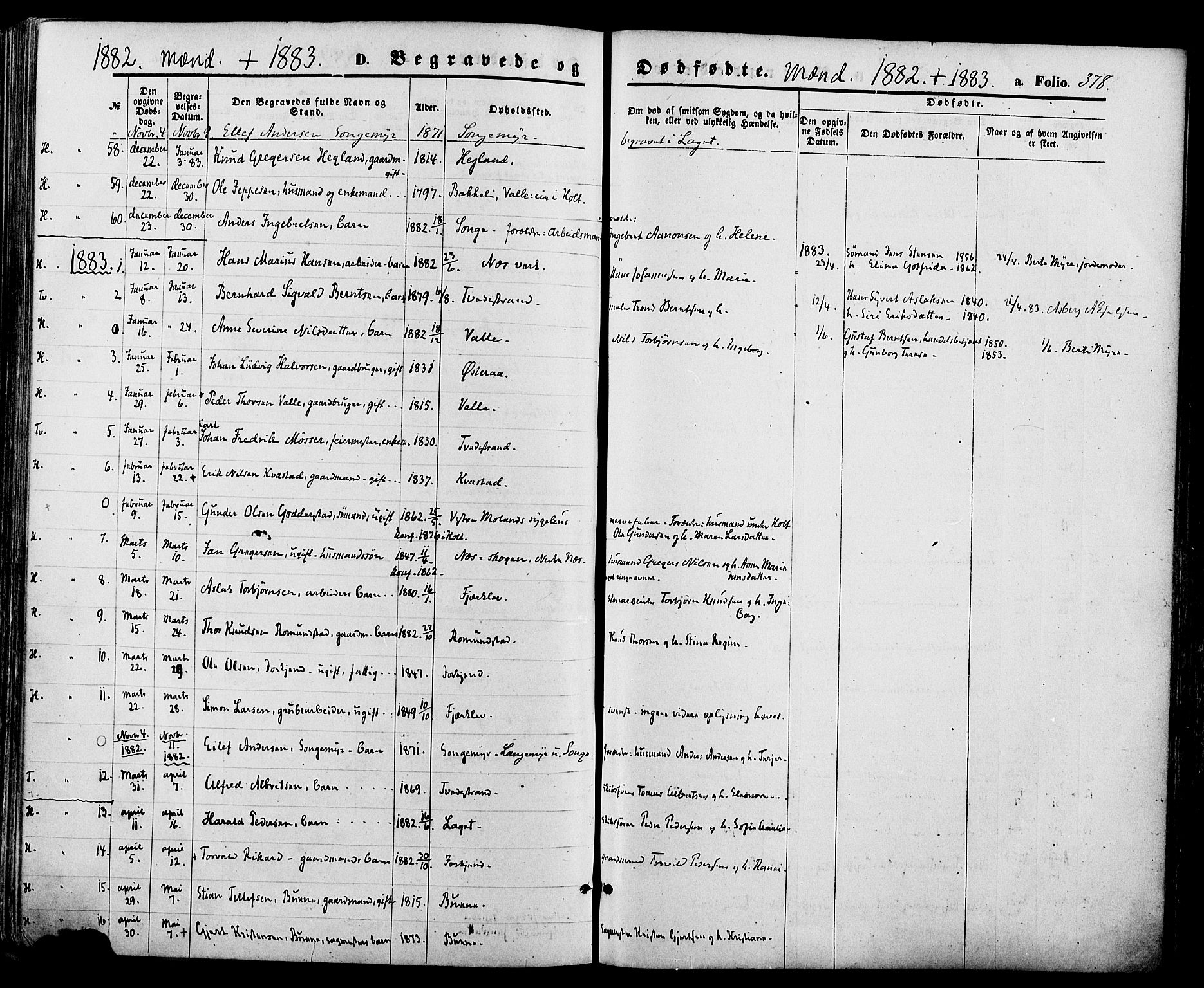 Holt sokneprestkontor, AV/SAK-1111-0021/F/Fa/L0010: Parish register (official) no. A 10, 1872-1885, p. 378