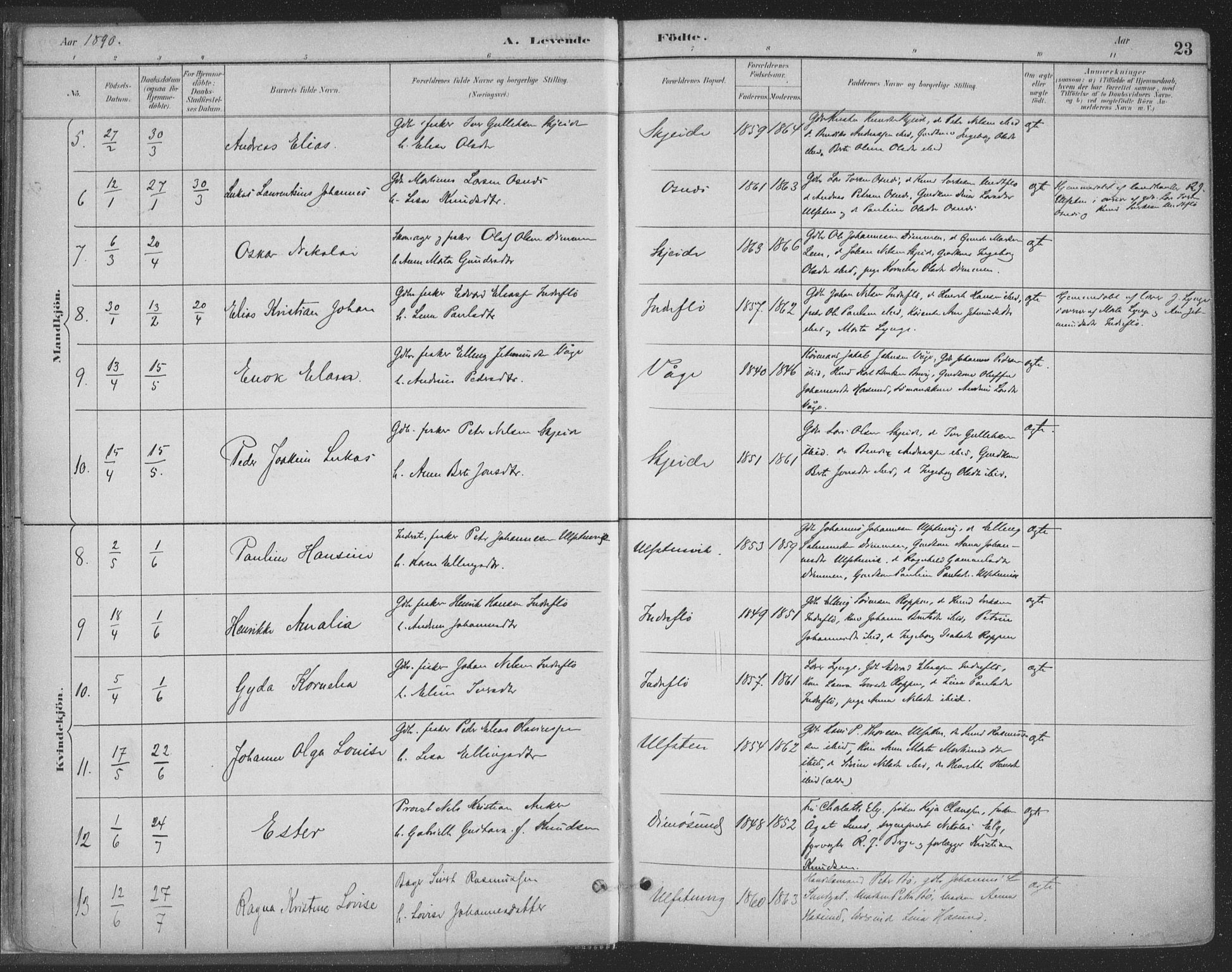 Ministerialprotokoller, klokkerbøker og fødselsregistre - Møre og Romsdal, AV/SAT-A-1454/509/L0106: Parish register (official) no. 509A04, 1883-1922, p. 23