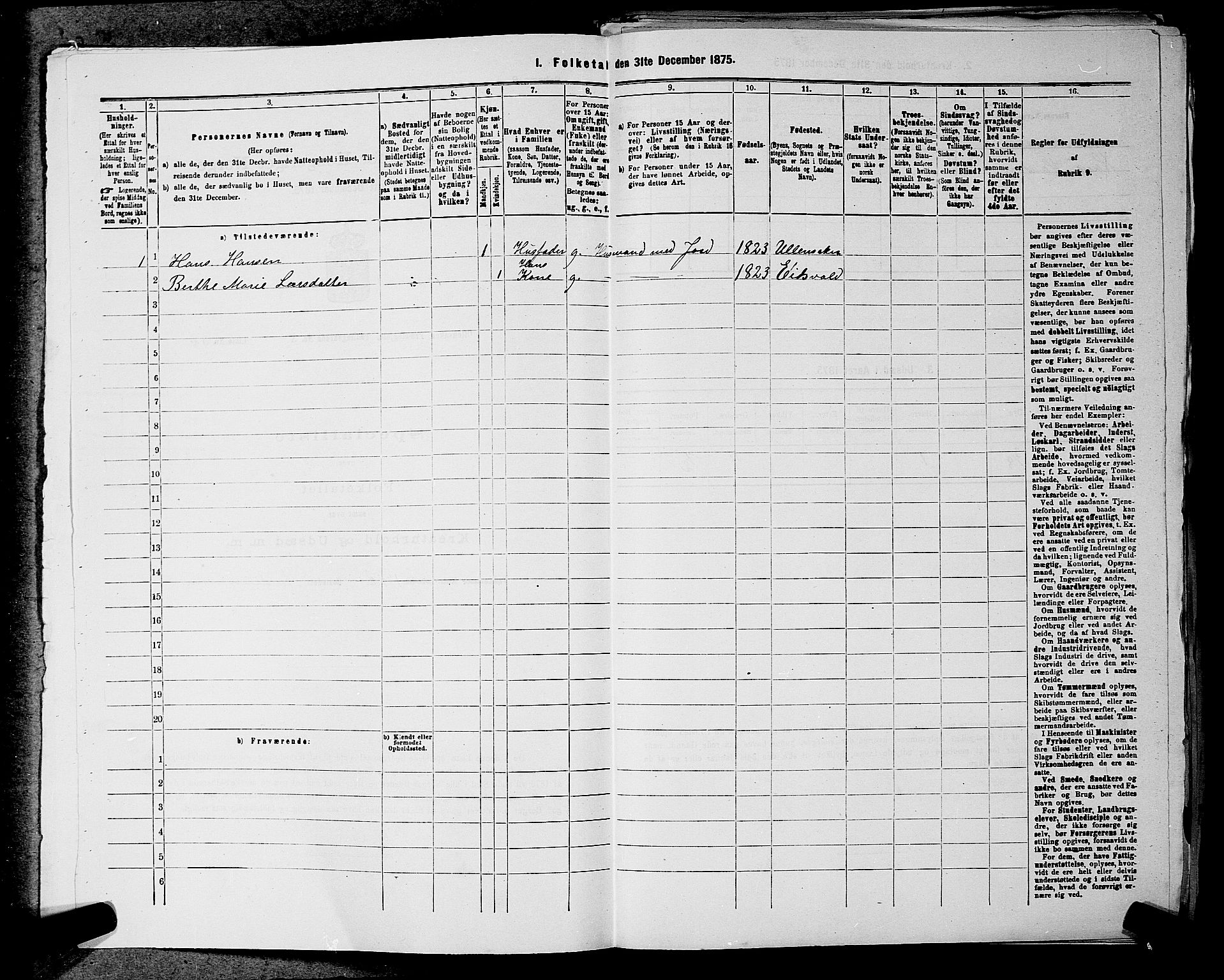 RA, 1875 census for 0235P Ullensaker, 1875, p. 1068