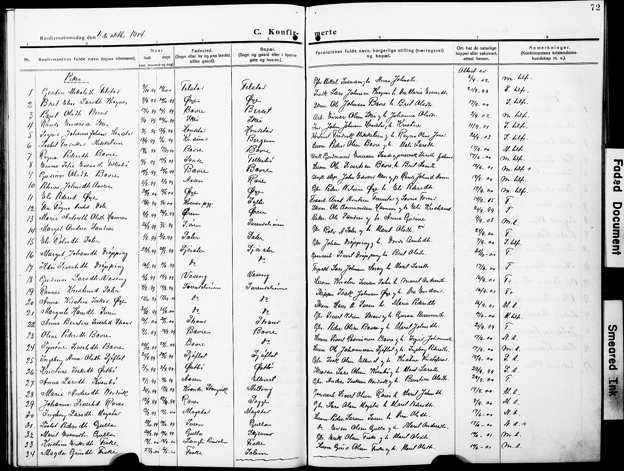 Ministerialprotokoller, klokkerbøker og fødselsregistre - Møre og Romsdal, AV/SAT-A-1454/596/L1059: Parish register (copy) no. 596C02, 1908-1922, p. 72