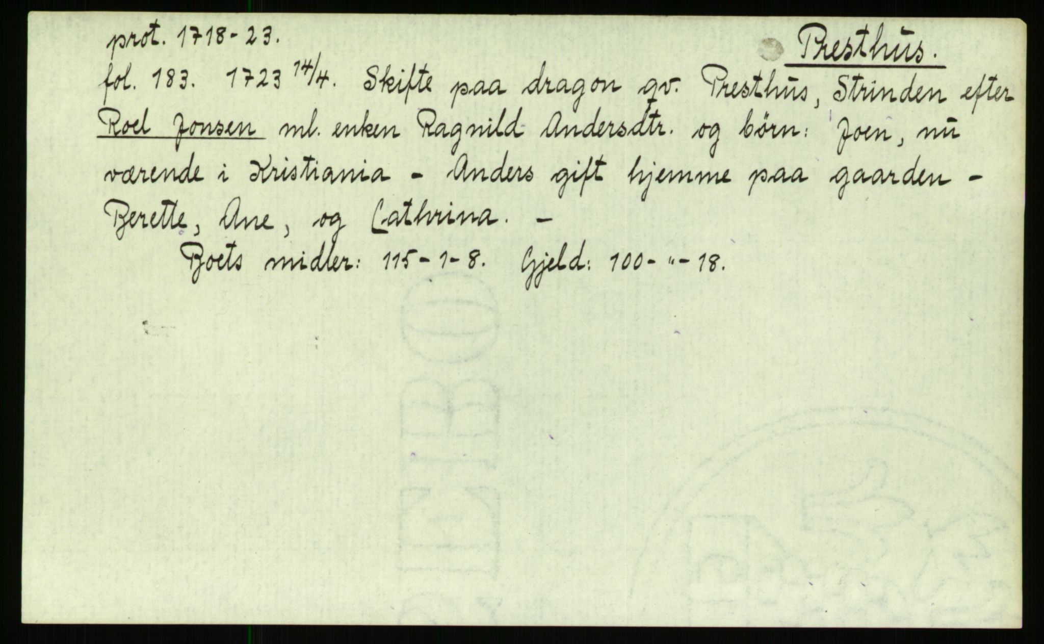 Strinda og Selbu sorenskriveri, AV/SAT-A-0015/3, 1700-1766, p. 1085