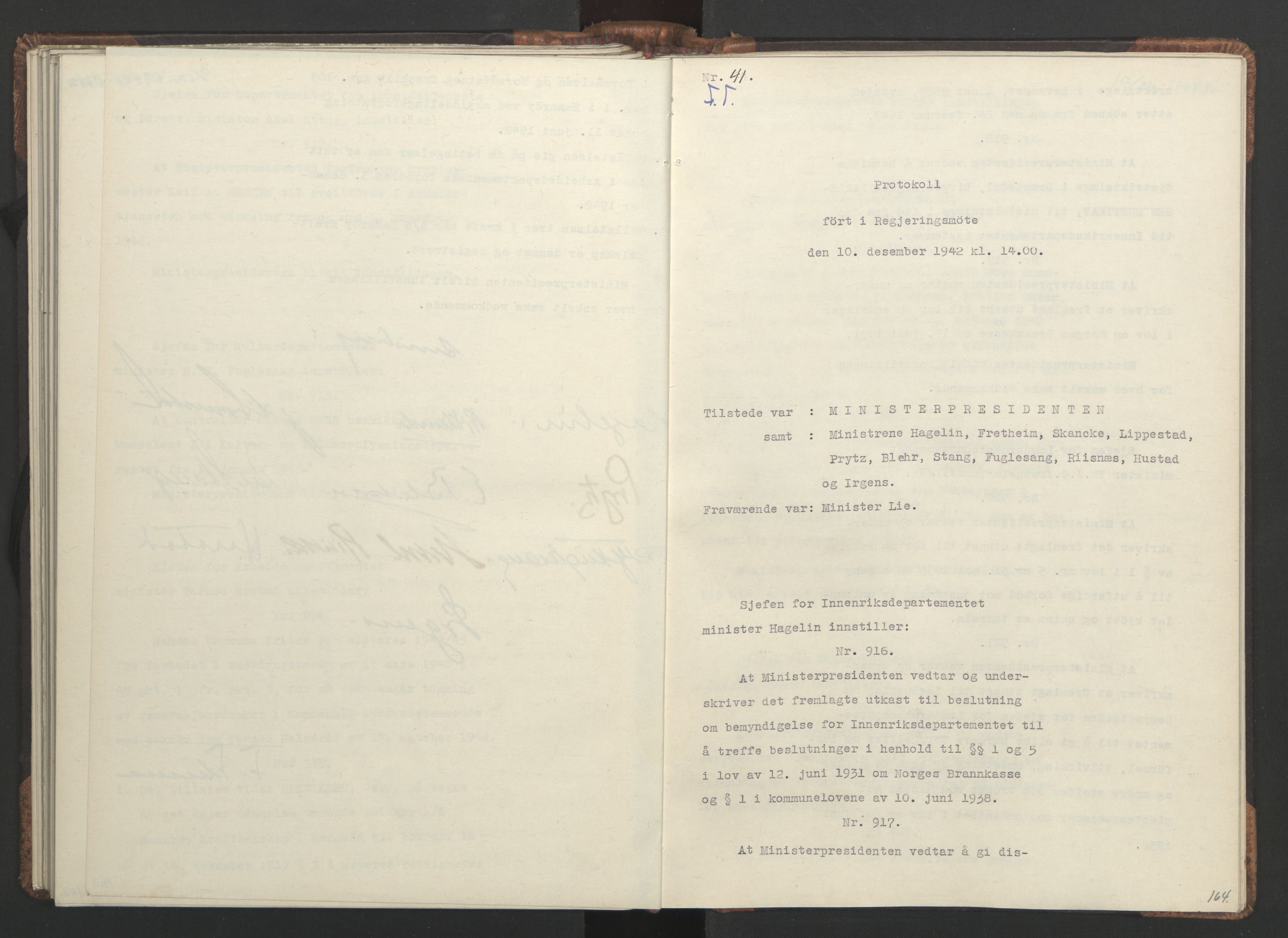 NS-administrasjonen 1940-1945 (Statsrådsekretariatet, de kommisariske statsråder mm), RA/S-4279/D/Da/L0001: Beslutninger og tillegg (1-952 og 1-32), 1942, p. 167