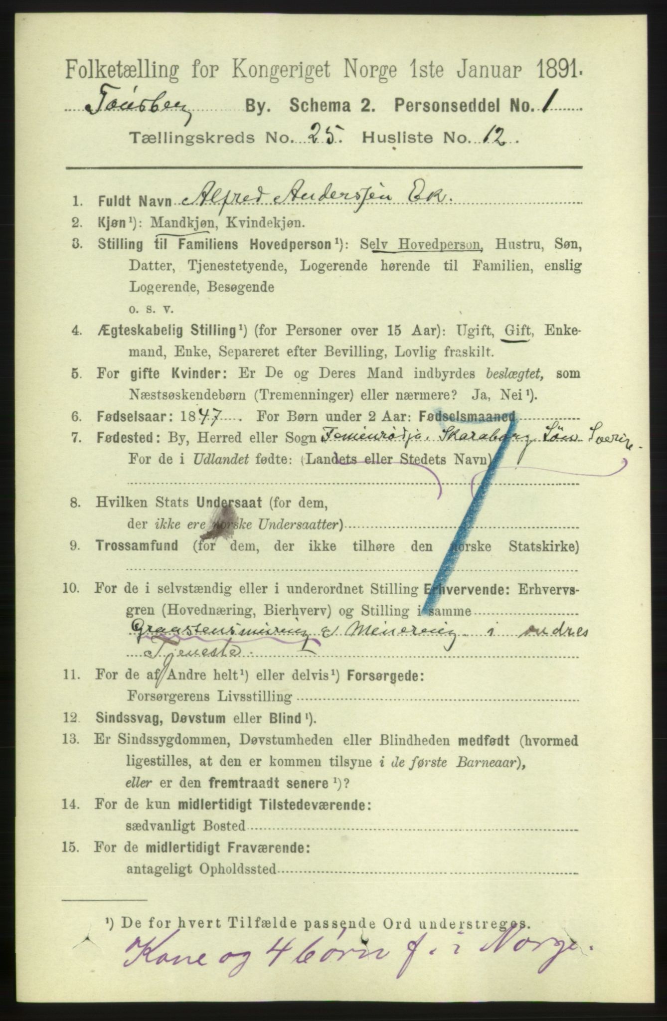 RA, 1891 census for 0705 Tønsberg, 1891, p. 6636