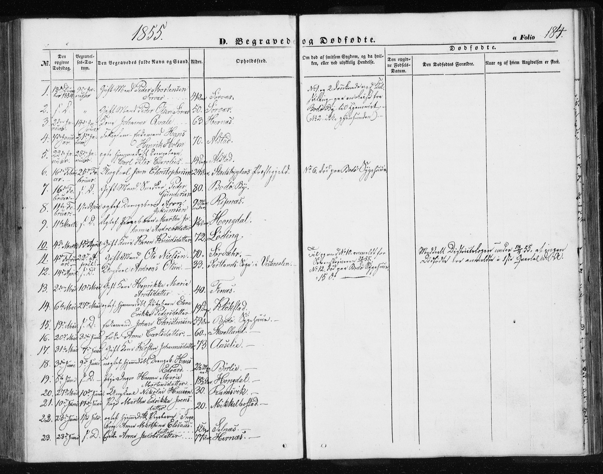 Ministerialprotokoller, klokkerbøker og fødselsregistre - Nordland, SAT/A-1459/801/L0028: Parish register (copy) no. 801C03, 1855-1867, p. 184