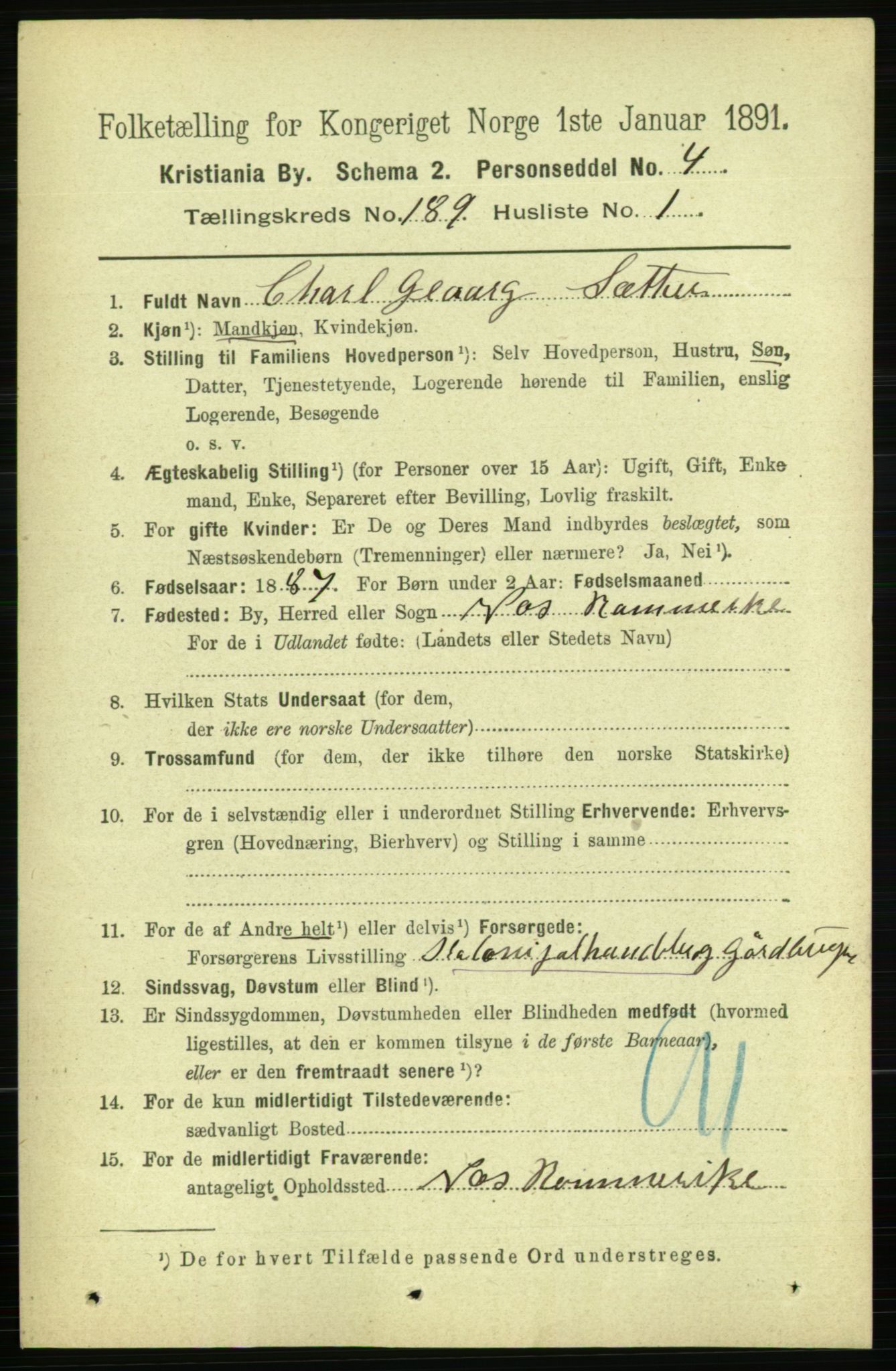 RA, 1891 census for 0301 Kristiania, 1891, p. 113193